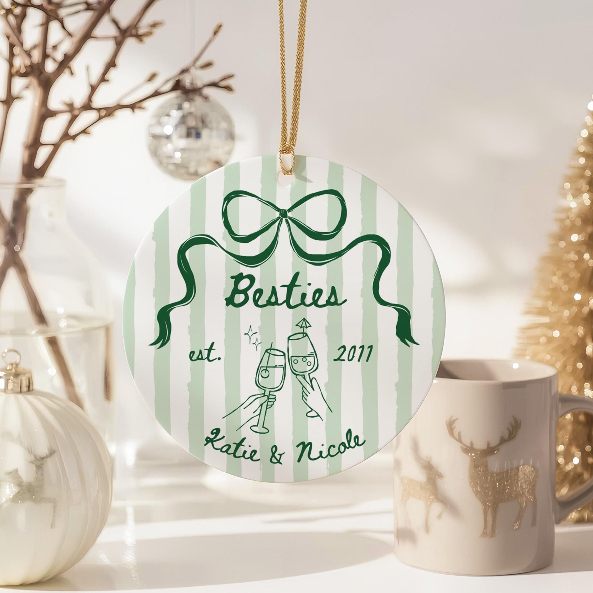 Best Friend Ornament, Personalized Gift for Besties, Custom Christmas Keepsake, Friendship Gift for BFF