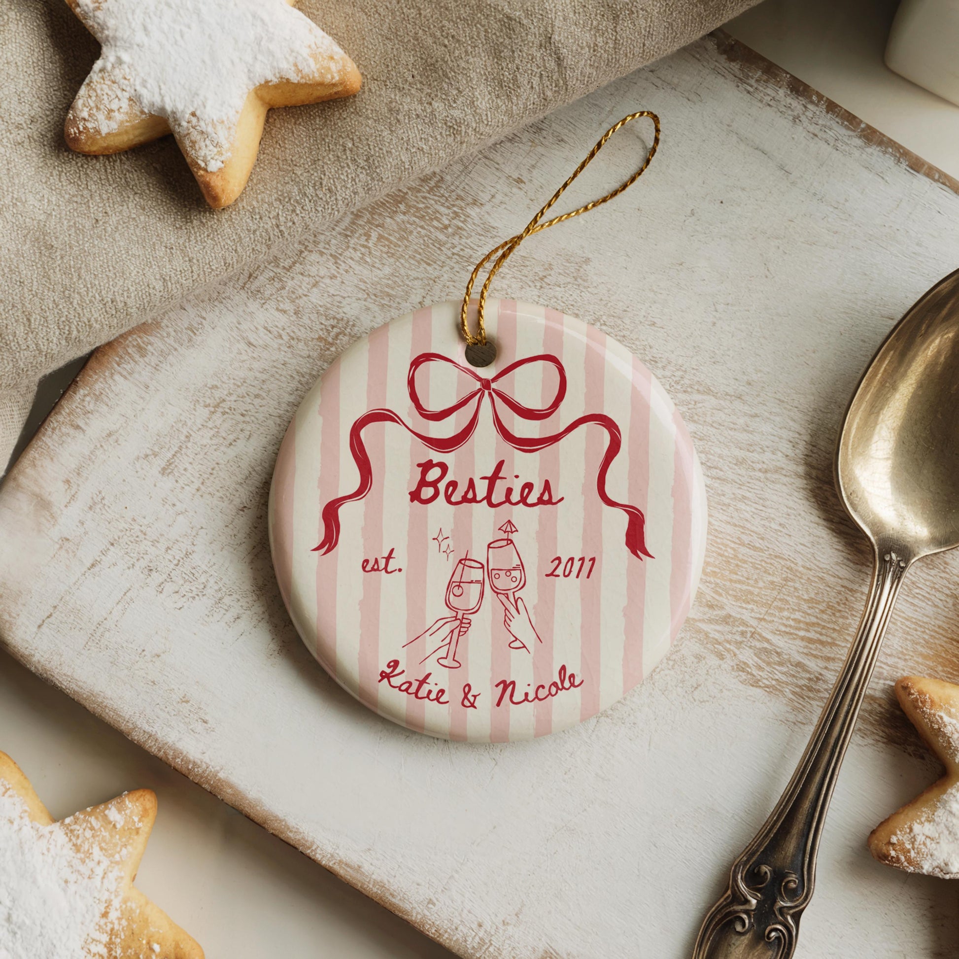 Best Friend Ornament, Custom Besties Gift, Unique Friendship Keepsake, Personalized Christmas Gift for Friends