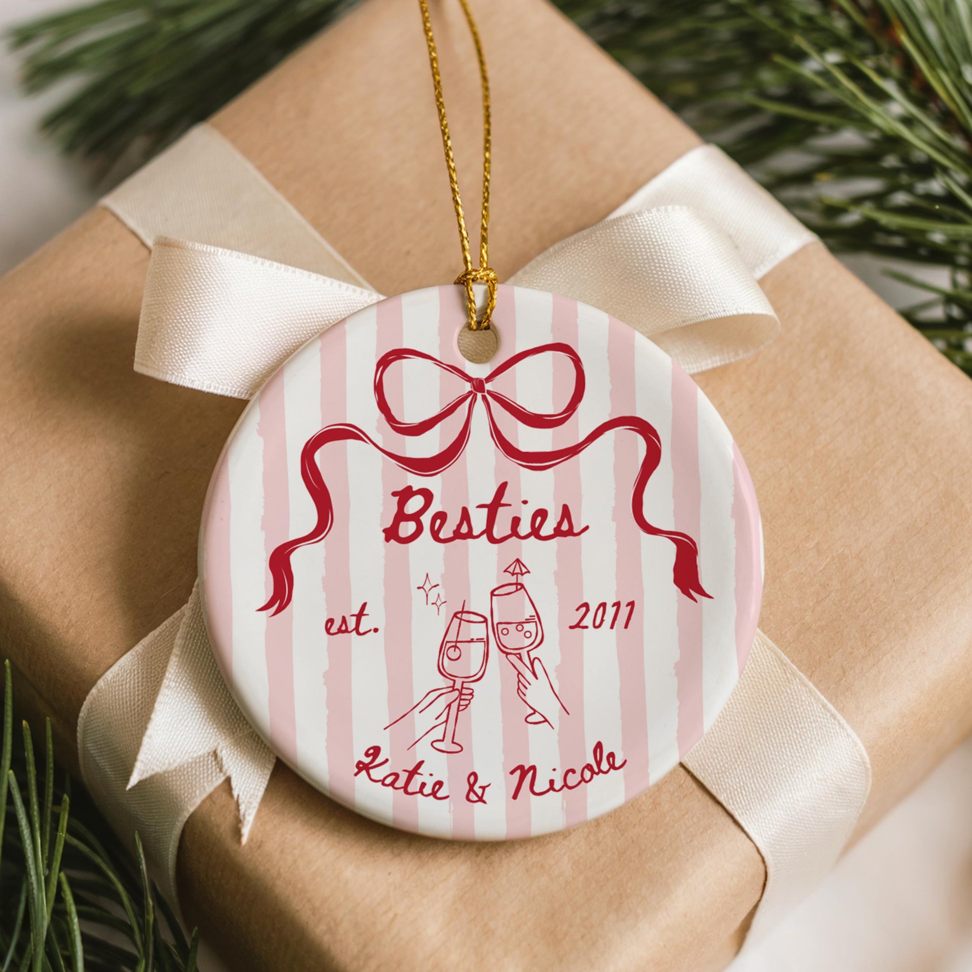 Best Friend Ornament, Custom Gift for Besties, Unique Friendship Christmas Ornament, Personalized Keepsake