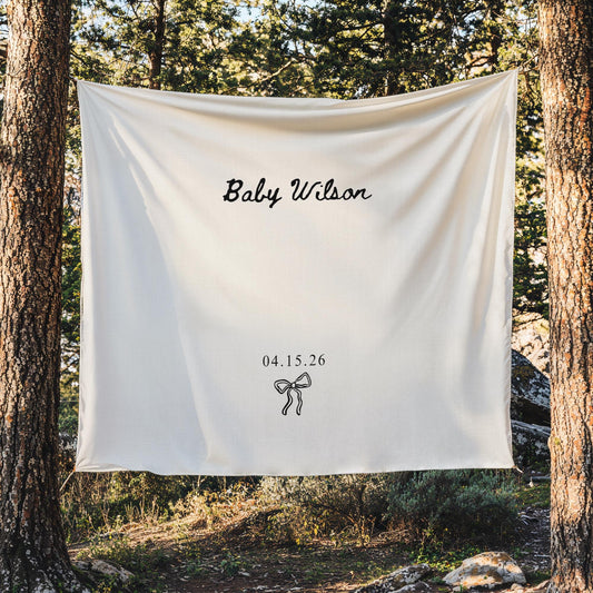 Baby Shower Banner, Custom Fabric Minimalist Decor, Personalized Welcome Sign, Elegant Baby Shower Backdrop