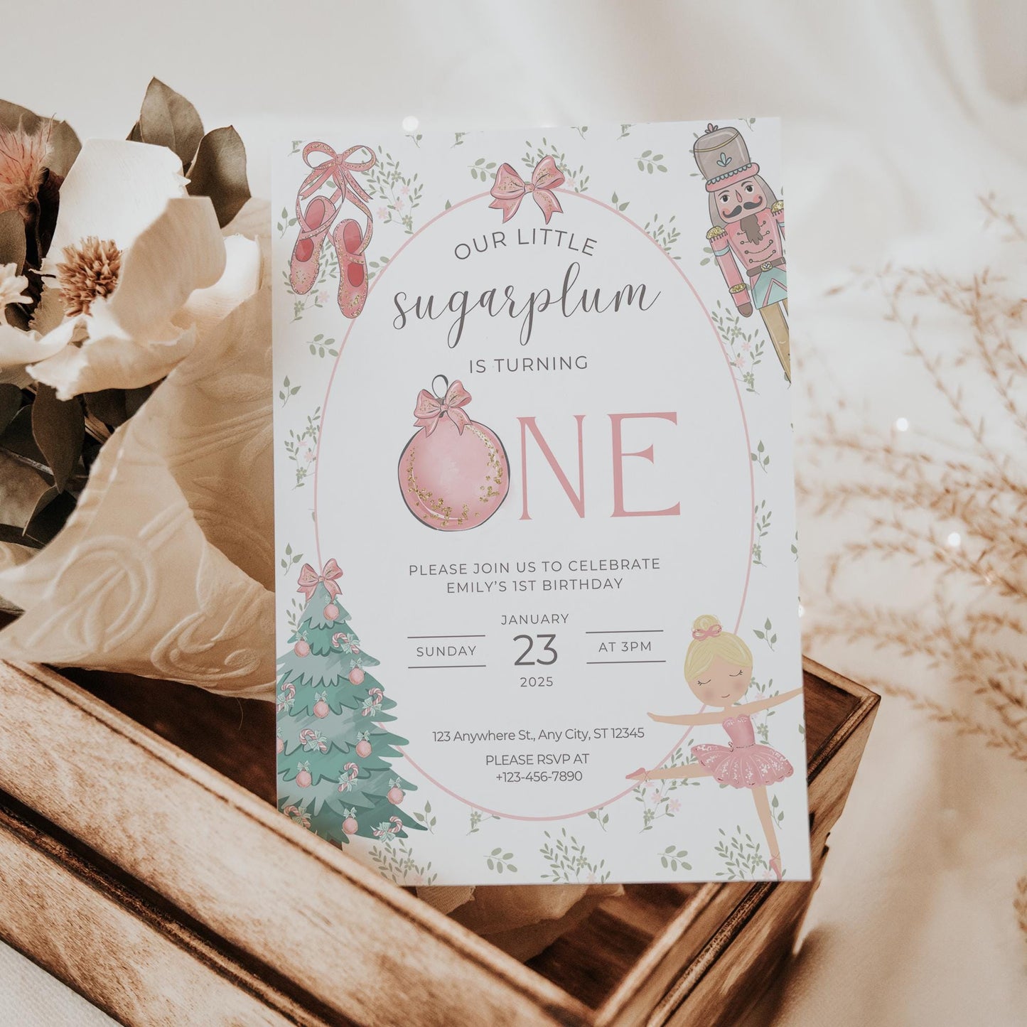 winter onederland ,onederland invite, xmas 1st birthday, onederful invite, girl 1st birthday, christmas birthday, one-derland, girl xmas birthday, ONEderful time, nut cracker ballet, sugar plum fairy, 1st birthday girl, nutcracker invite