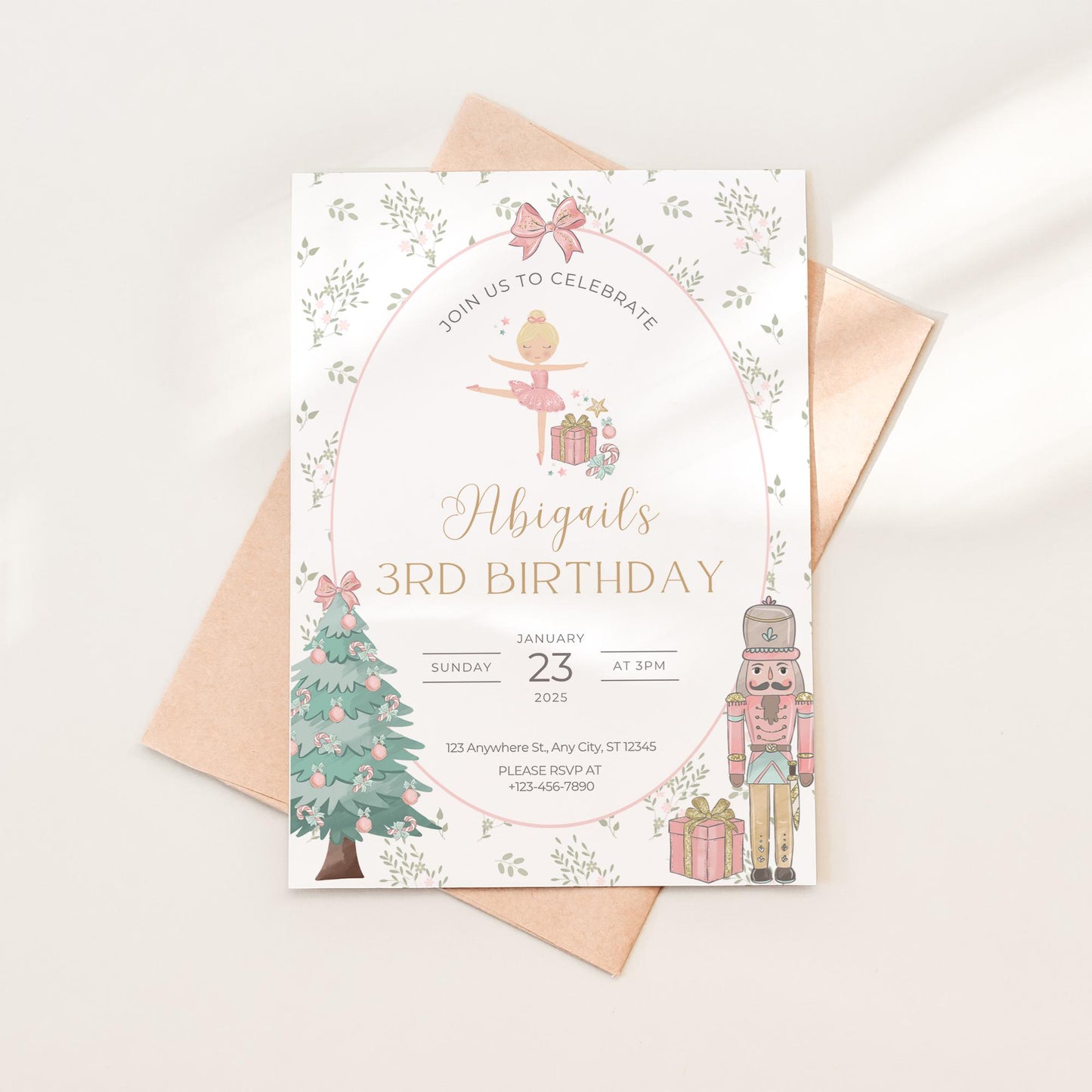 Nutcracker Birthday Invitation, Custom Editable Template for Sugar Plum Fairy, Instant Download for Girls