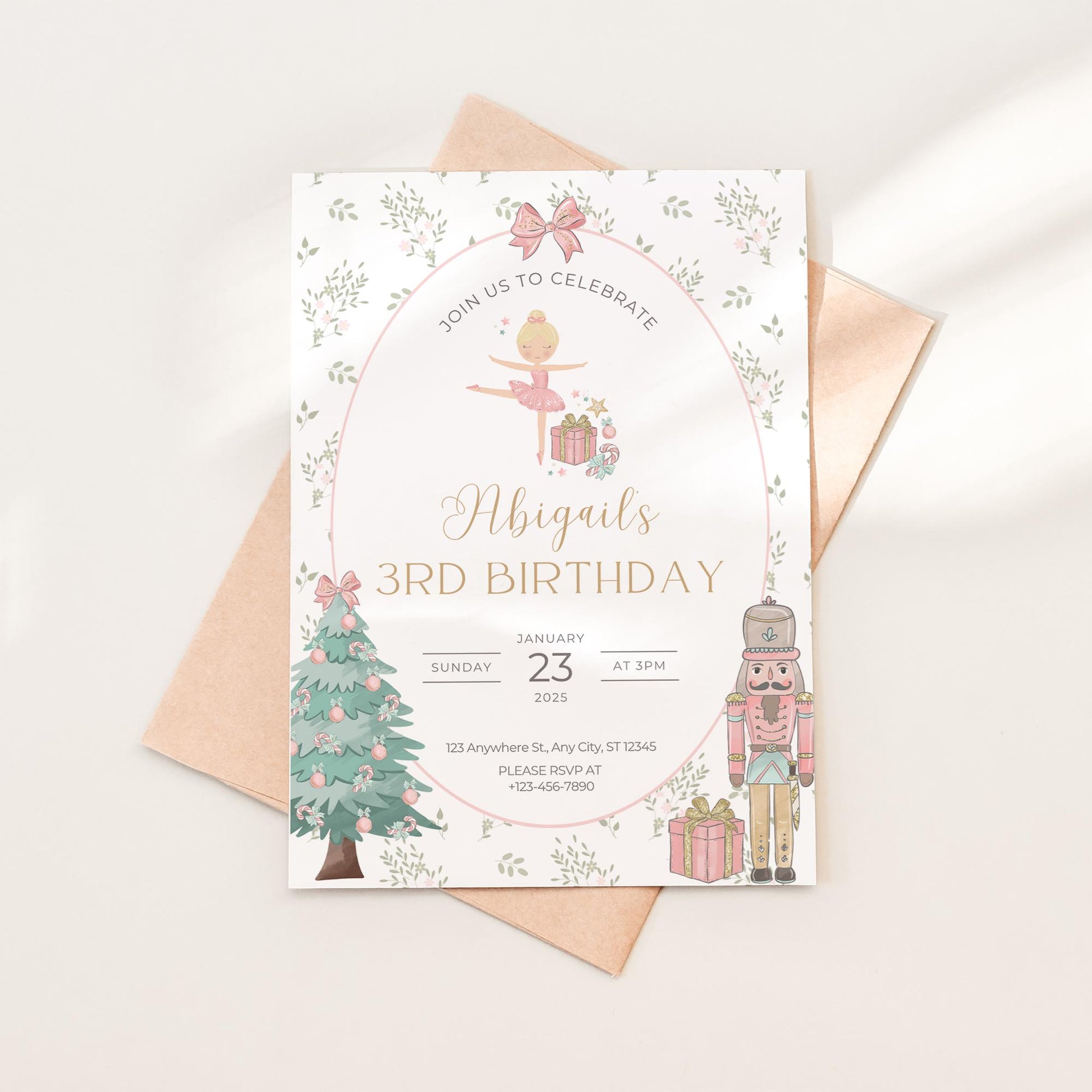 Nutcracker Birthday Invitation, Custom Editable Template for Sugar Plum Fairy, Instant Download for Girls