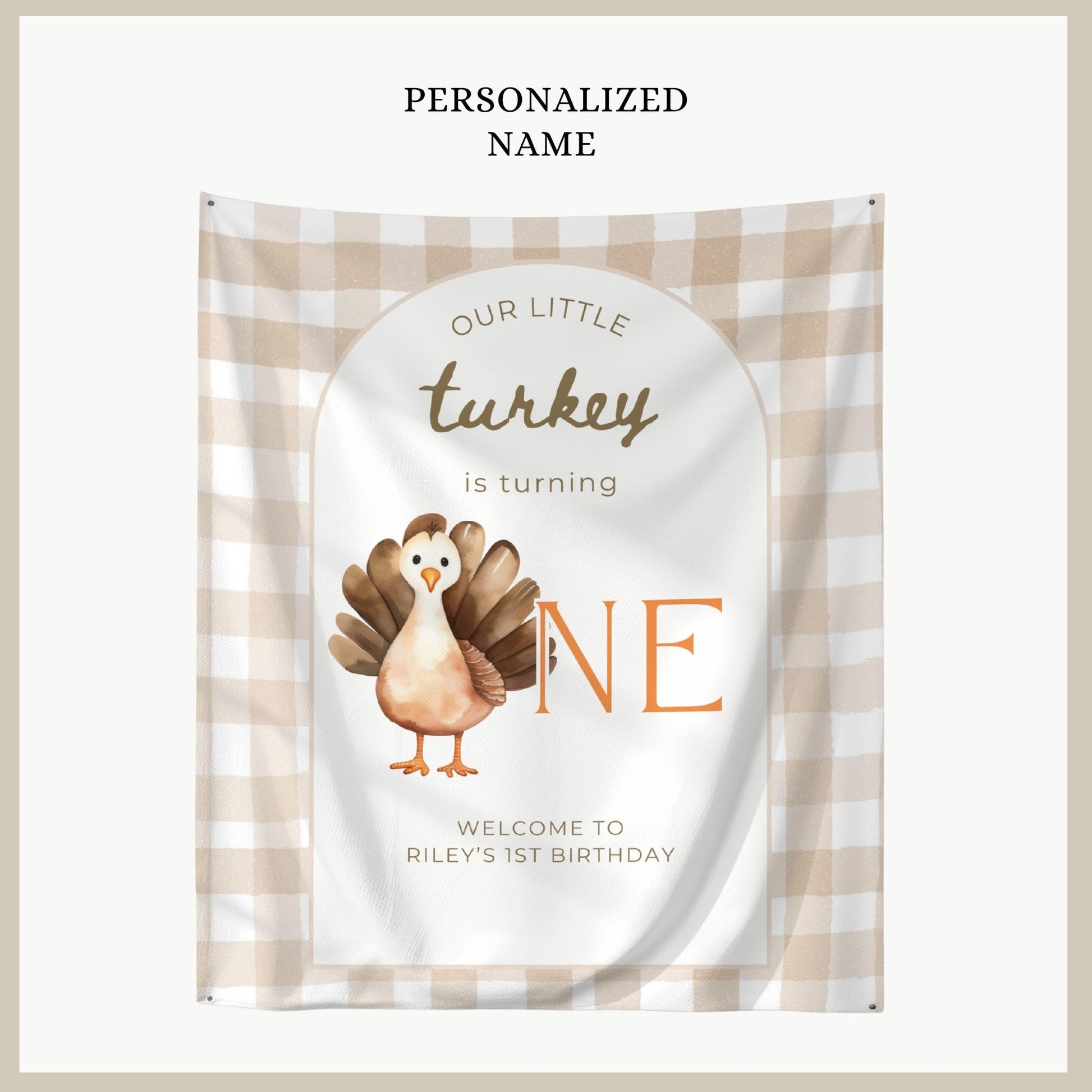 Our Little Turkey First Birthday Banner, Turning One Party Decor, Thanksgiving Celebration for Kids
