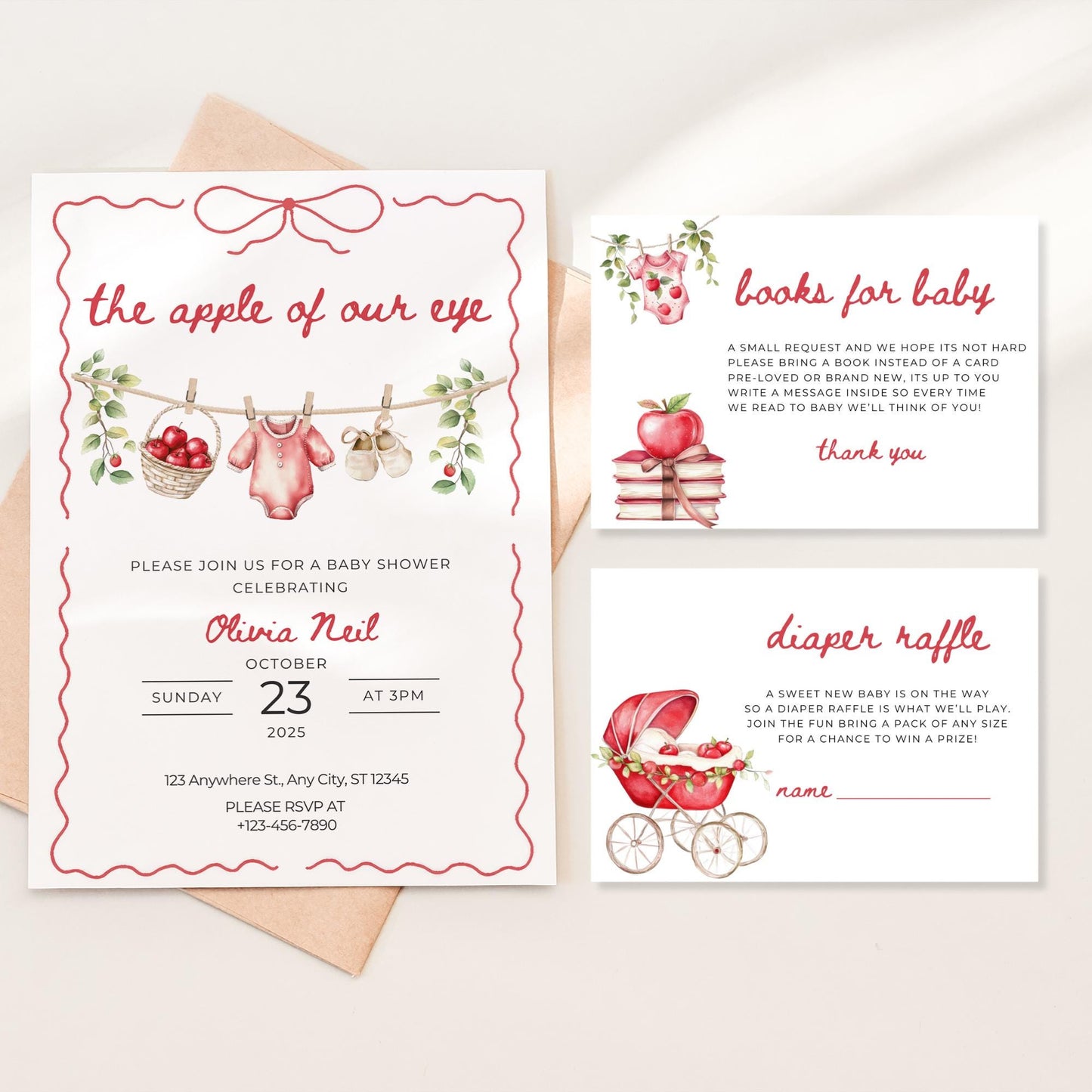 Apple of Our Eye Baby Shower Invite, Editable Autumn Template, Cozy Fall Baby Shower Invitation, Instant Download