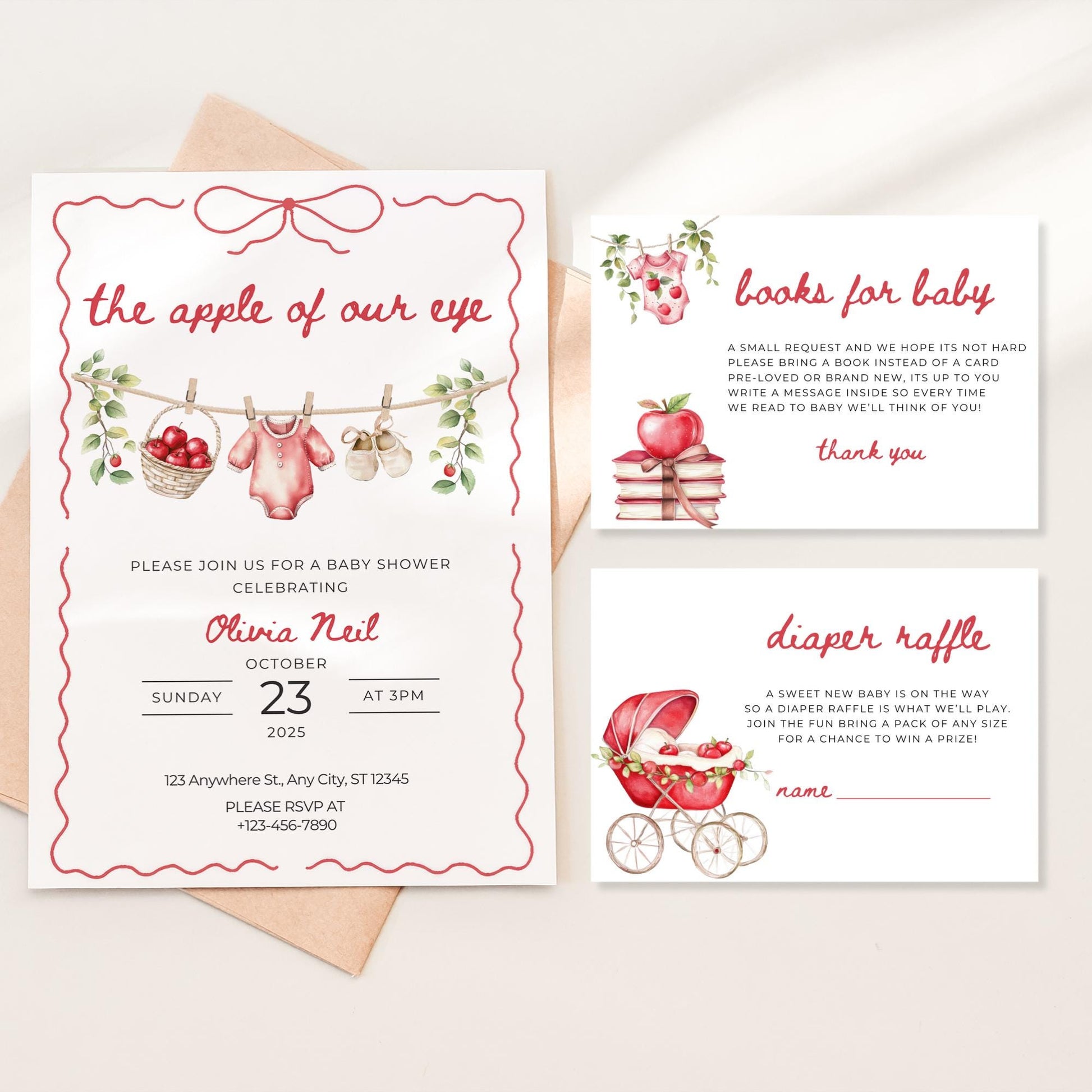 Apple of Our Eye Baby Shower Invite, Editable Autumn Template, Cozy Fall Baby Shower Invitation, Instant Download