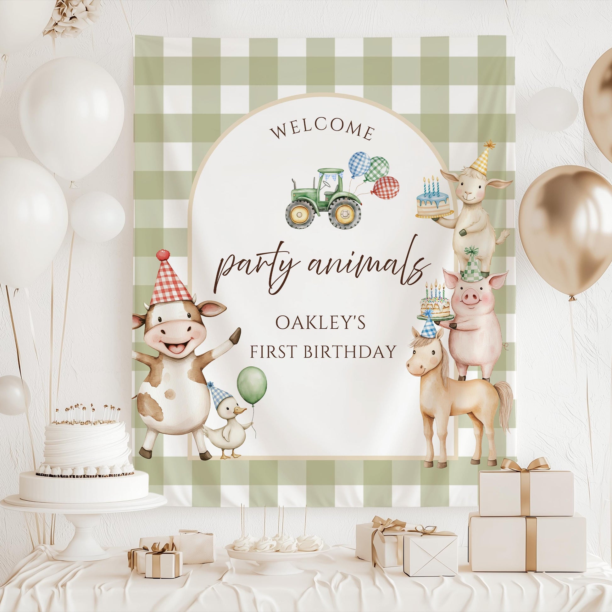 Farm Animal Birthday Welcome Sign Tapestry Calling All Party Animals Sign Barnyard Birthday Party Decor Farm Theme 1st Birthday Backdrop