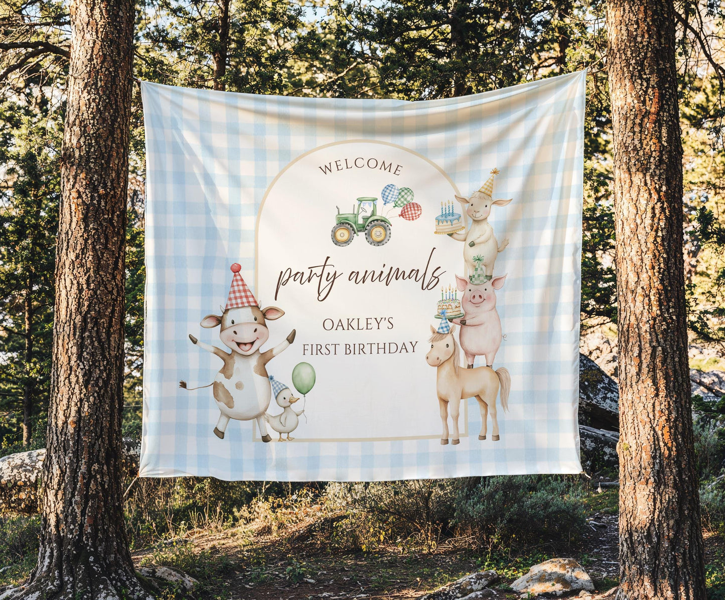 Farm Birthday Personalized Banner 1st Birthday Farm Animals Party Decor Photo Backdrop Barnyard Custom Sign Calling All Party Animals