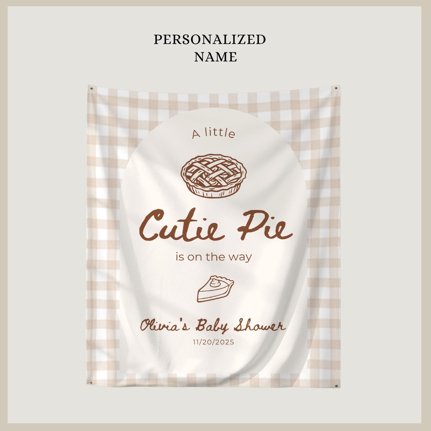 A Little Cutie Pie Is on the Way Banner Fall Baby Shower Banner Thanksgiving Baby Shower Decor Custom Baby Shower Sign Personalized Theme