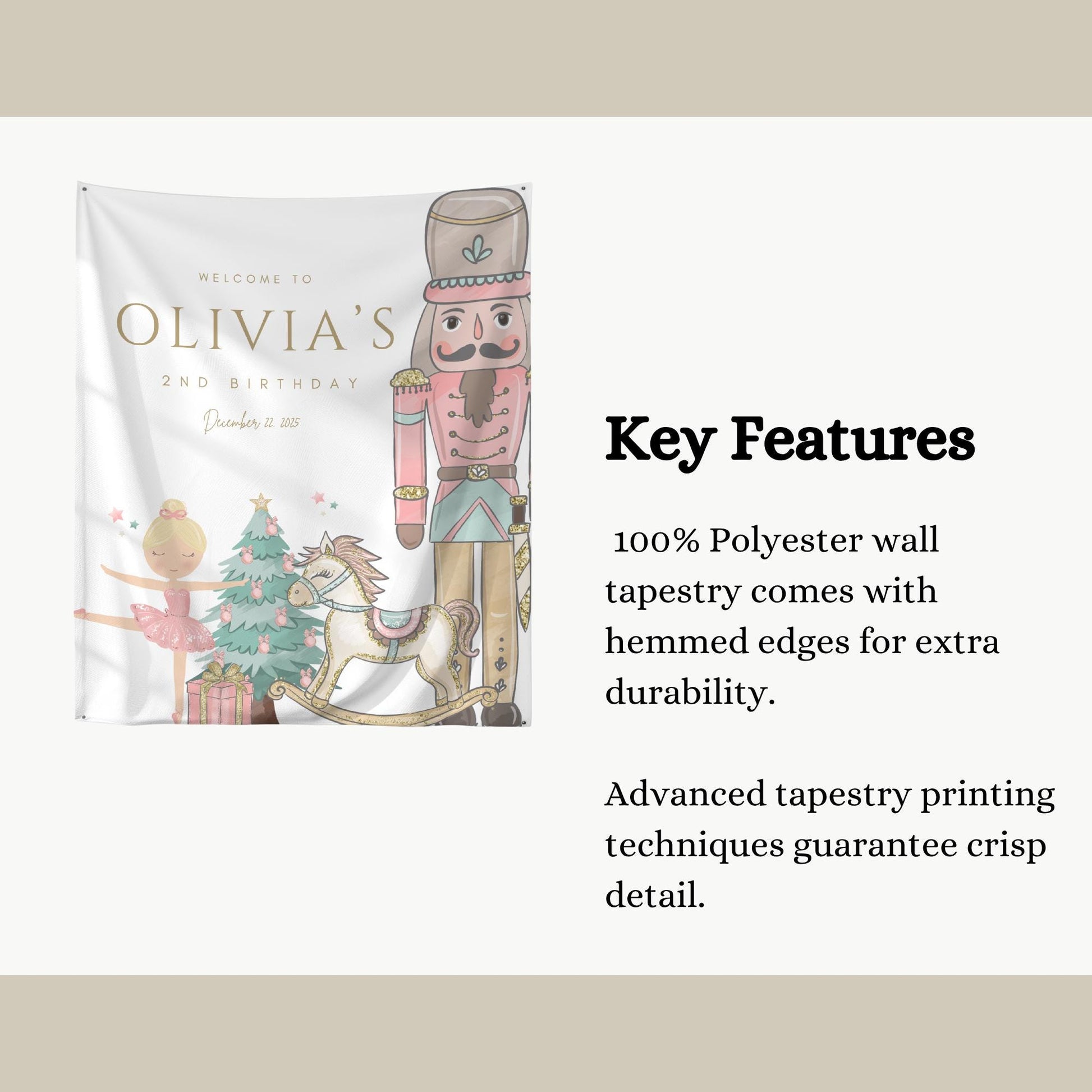 Nutcracker Ballet Birthday Banner ANY AGE Sugarplum Fairy Birthday Personalized Welcome Sign Winter Wonderland Birthday Photo Backdrop