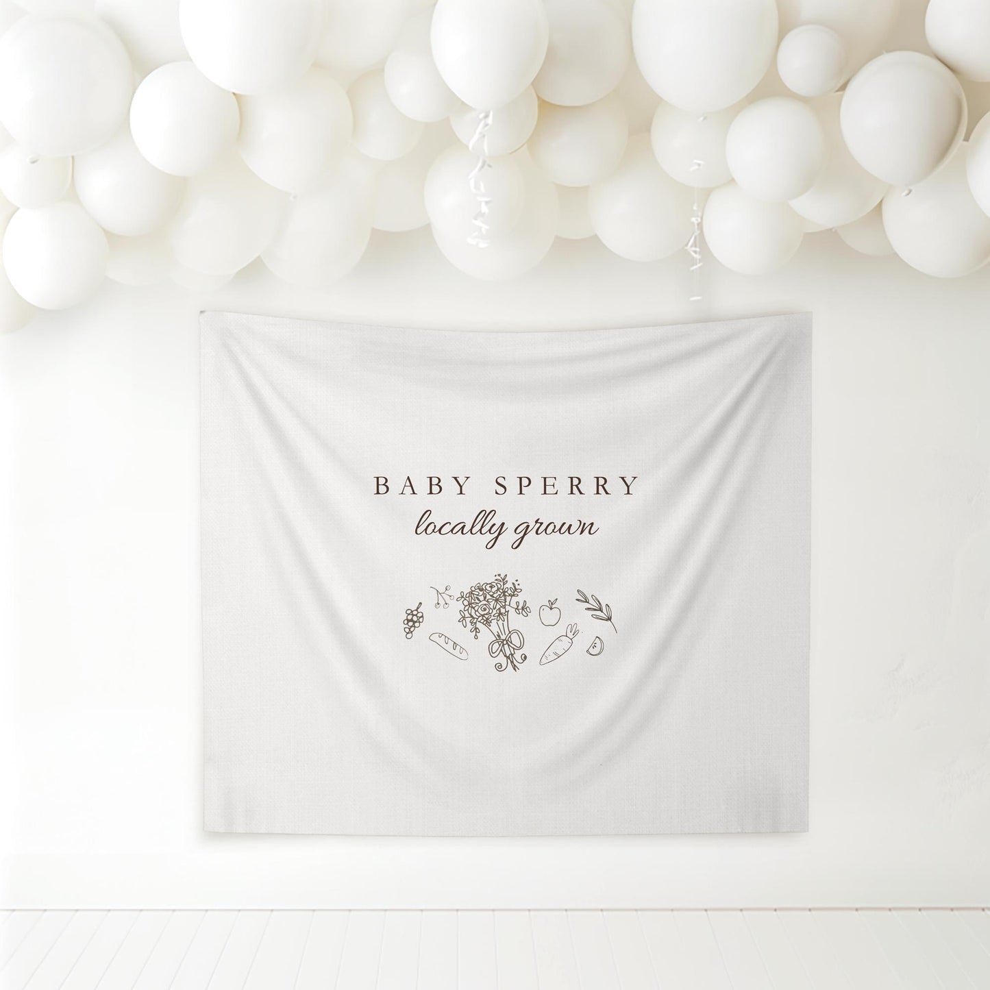 Locally Grown Baby Shower Banner, Custom Farmers Market Decor, Vegetable Theme Backdrop, Welcome Sign Ideas