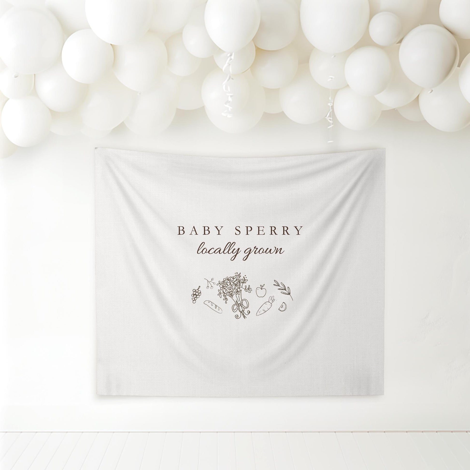 Locally Grown Baby Shower Banner, Custom Farmers Market Decor, Vegetable Theme Backdrop, Welcome Sign Ideas