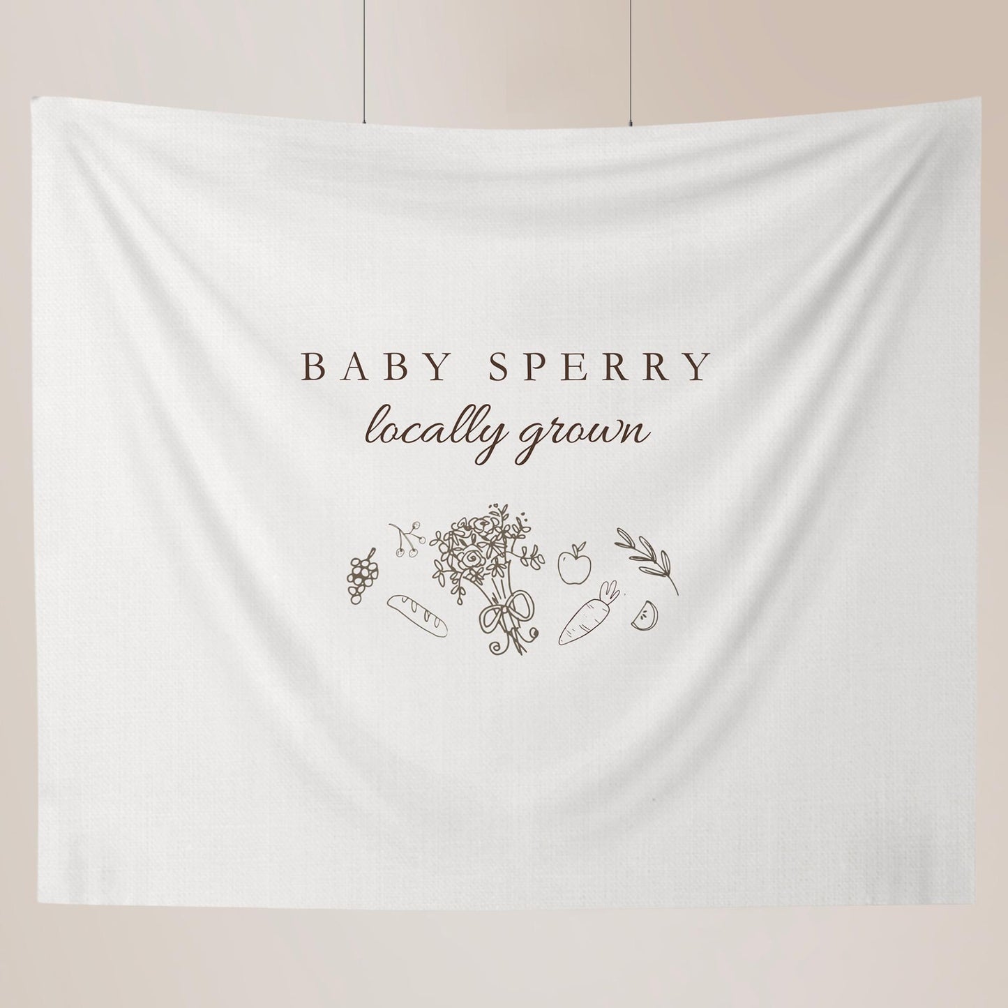 Locally Grown Baby Shower Banner, Rustic Farmers Market Decor, Customizable Welcome Sign and Backdrop Ideas