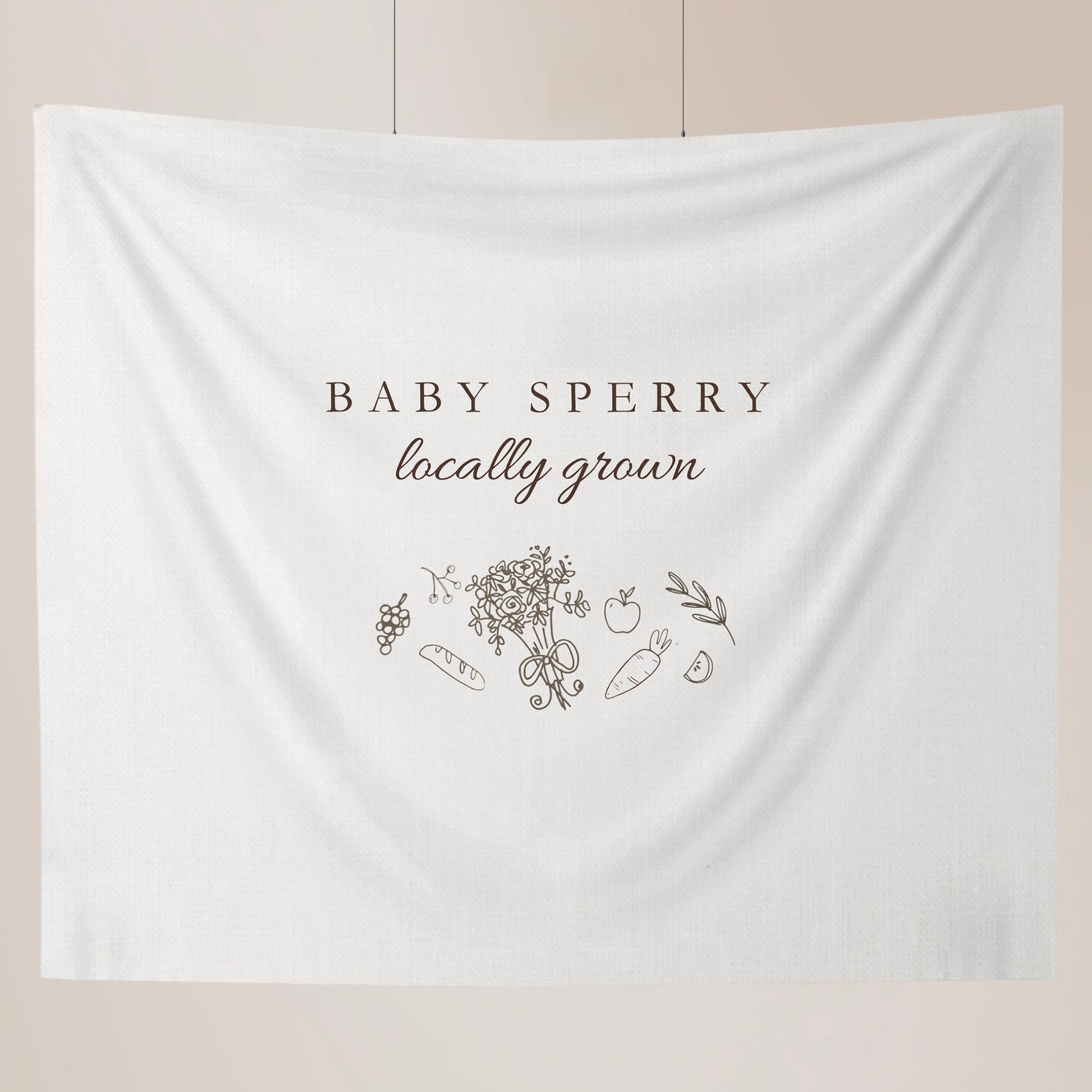 Locally Grown Baby Shower Banner, Rustic Farmers Market Decor, Customizable Welcome Sign and Backdrop Ideas