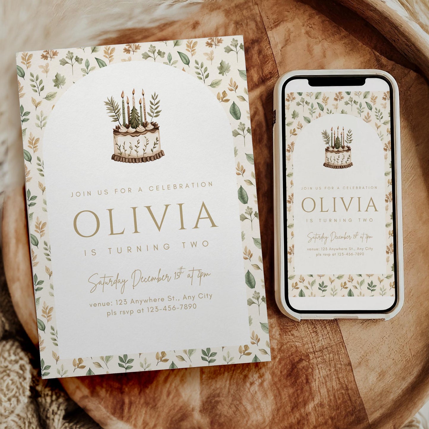 Boho Birthday Invitation Evite Woodland Birthday Invite Printable Template Editable Forrest Theme Party Decor Minimalist Boho Invitation