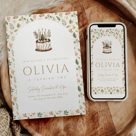 Boho Birthday Invitation Evite Woodland Birthday Invite Printable Template Editable Forrest Theme Party Decor Minimalist Boho Invitation