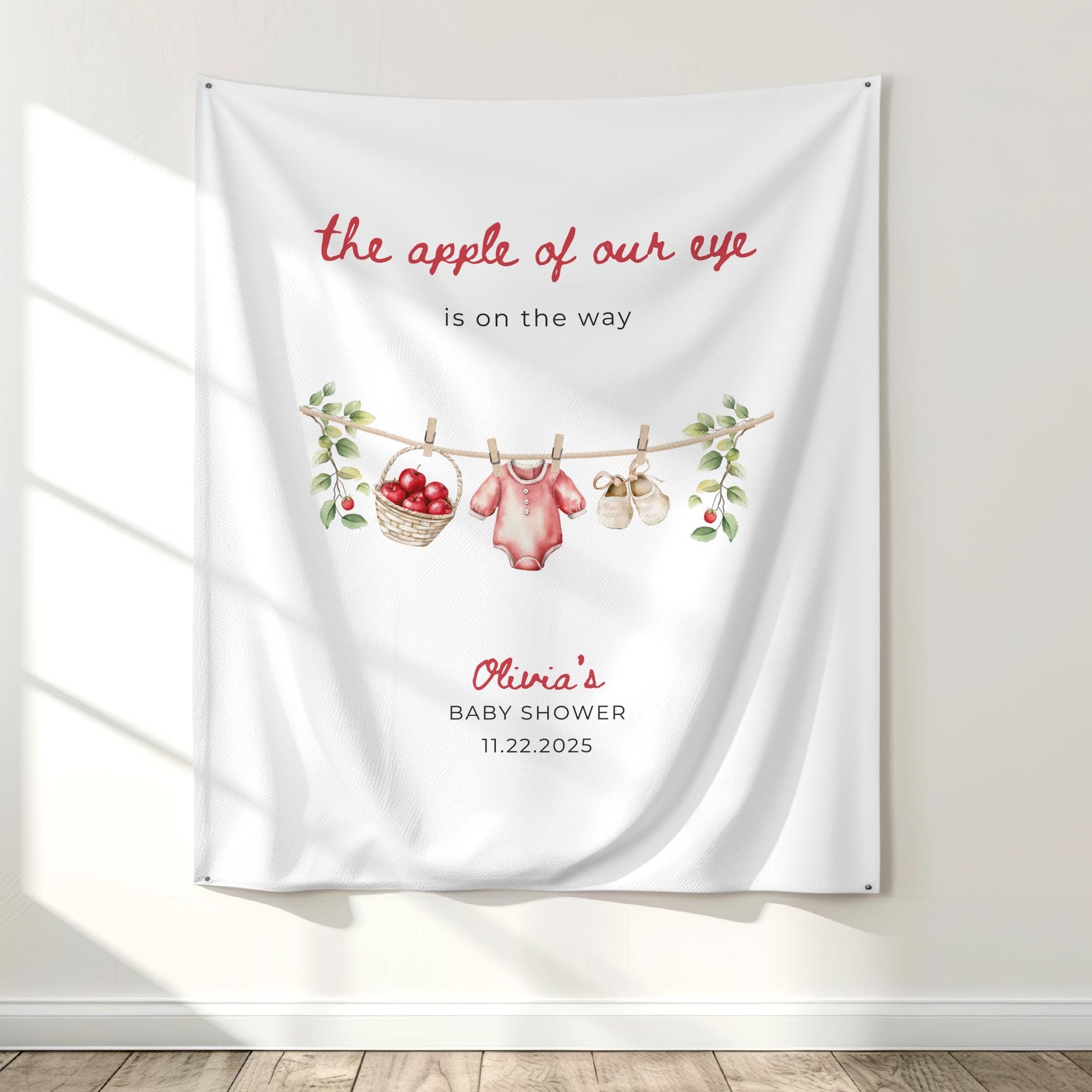 Apple Of Our Eye Baby Shower Decorations Fall Baby Shower Banner Autumn Shower Backdrop Apple Theme Baby Shower Apple of My Eye Welcome Sign