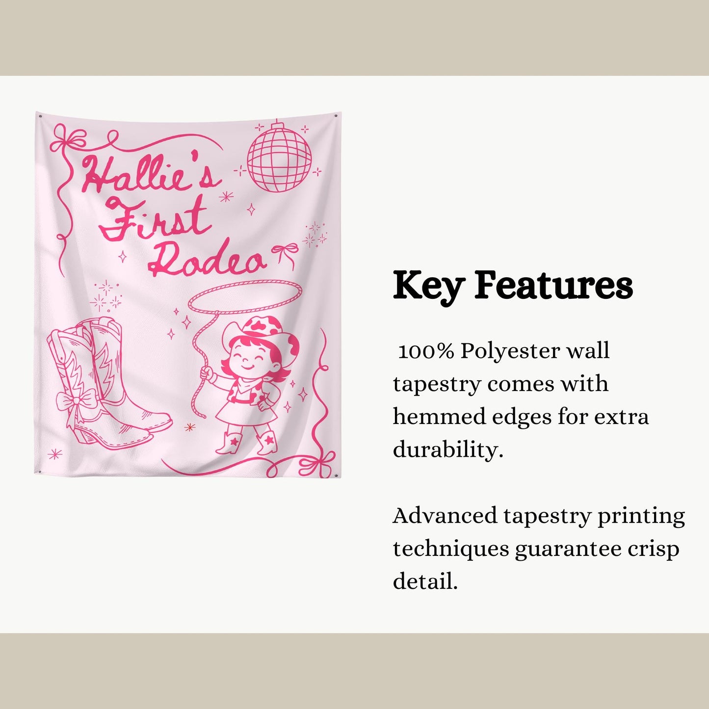 First Rodeo Birthday Banner, Disco Cowgirl Birthday Decor, Customizable Western Theme Sign for Kids&#39; Parties