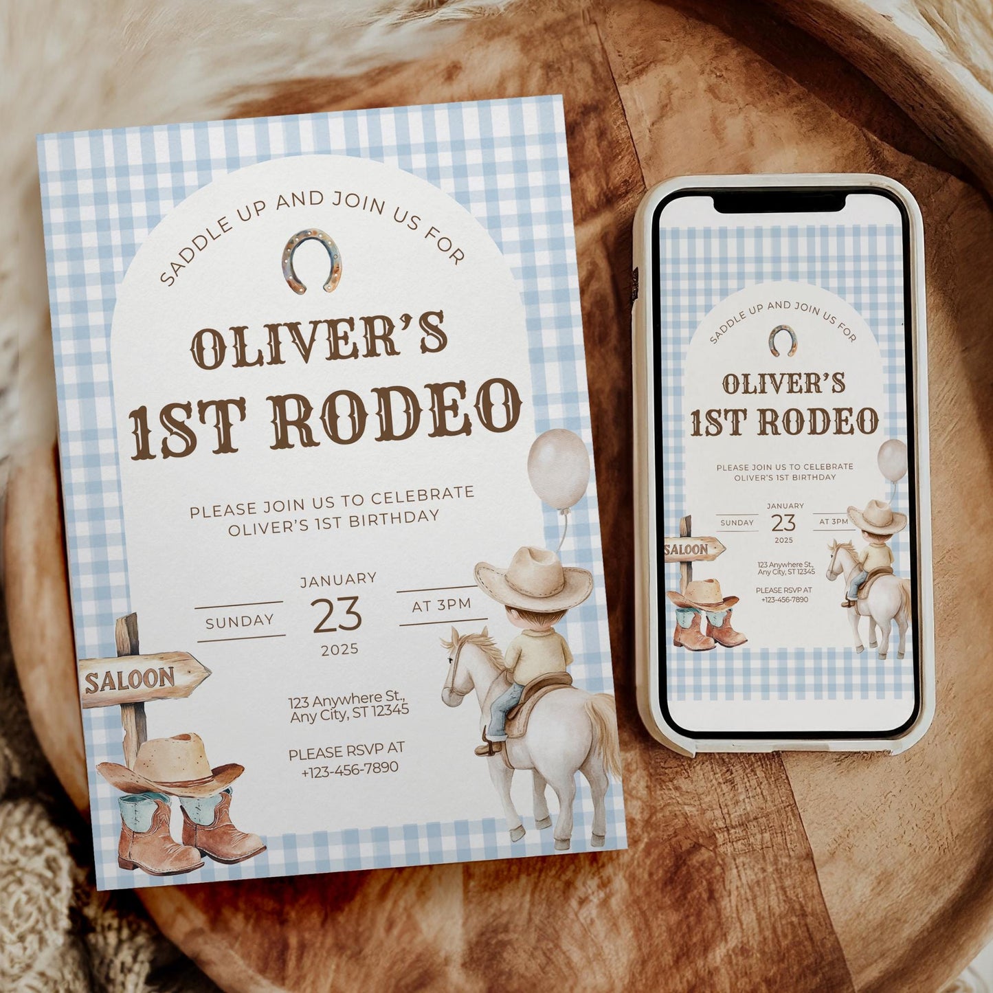 First Rodeo Birthday Invitation Template Wild West Birthday Invite Boy Cowboy Birthday Decor My 1st Rodeo 1st Birthday Celebration Western