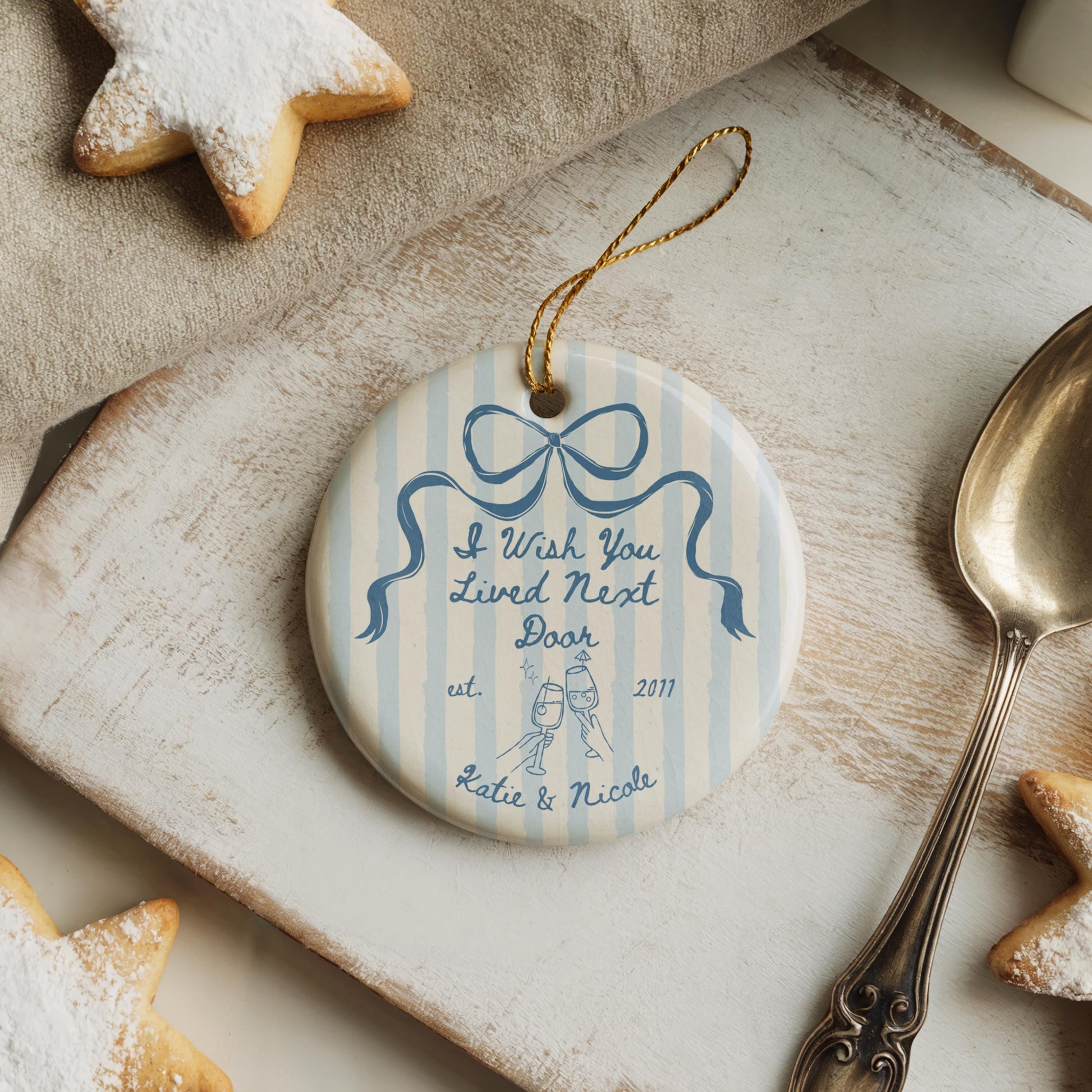 Long Distance Ornament, Best Friend Keepsake, Personalized Gift for Christmas, Unique Friendship Ornament