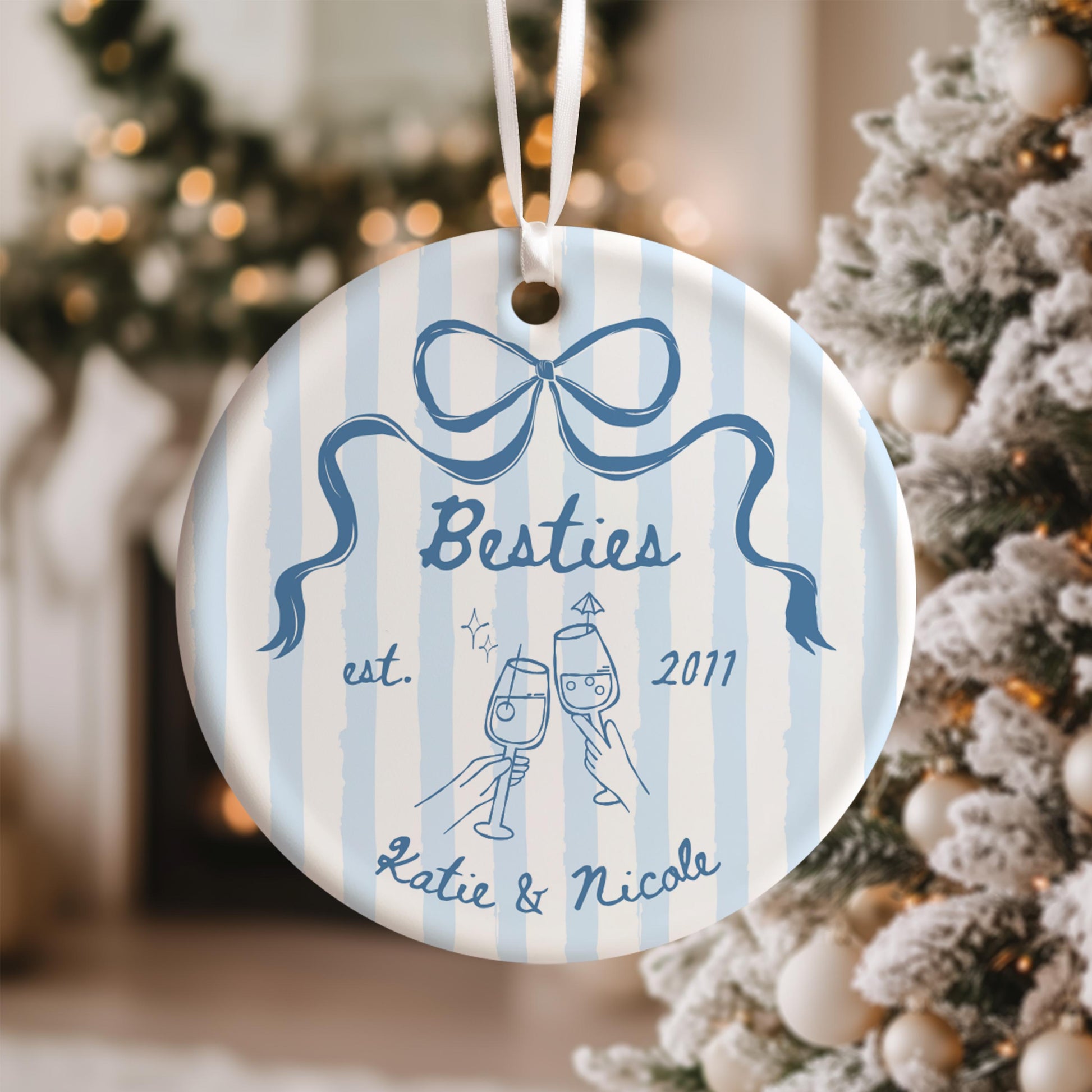 Best Friend Ornament, Personalized Gift, Custom Besties Christmas Keepsake, Friendship Gift for BFF