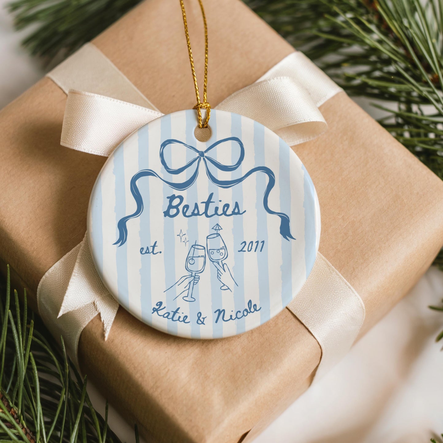 Best Friend Ornament Personalized Gift Bestie Ornament Friendship Keepsake Birthday Gift Custom Besties Christmas Gift BFF Neighbour Gift