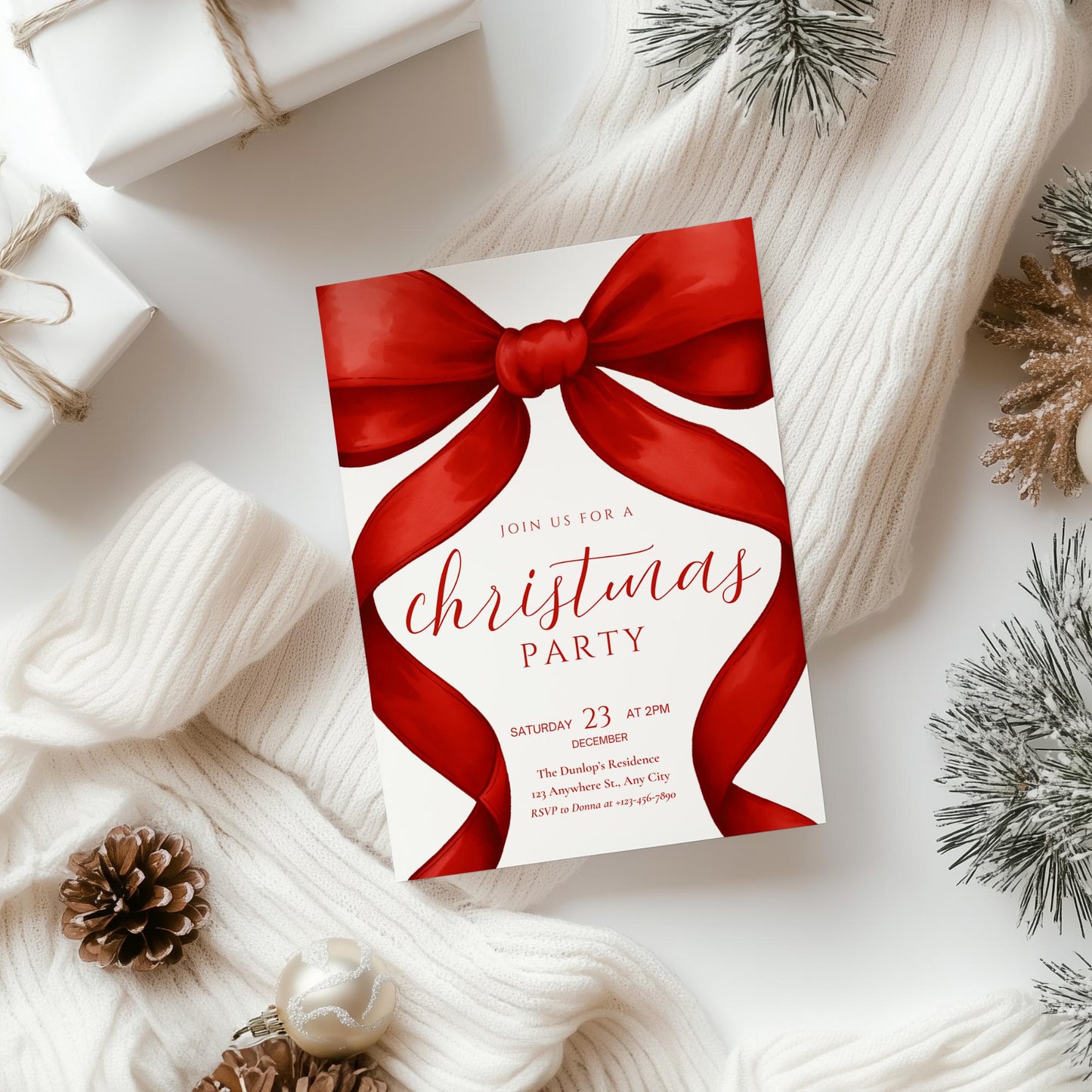 Christmas Party Invitation, Editable Printable Holiday Invite, Digital Download, Fun Whimsical Christmas Template, Instant Download for Festive Events