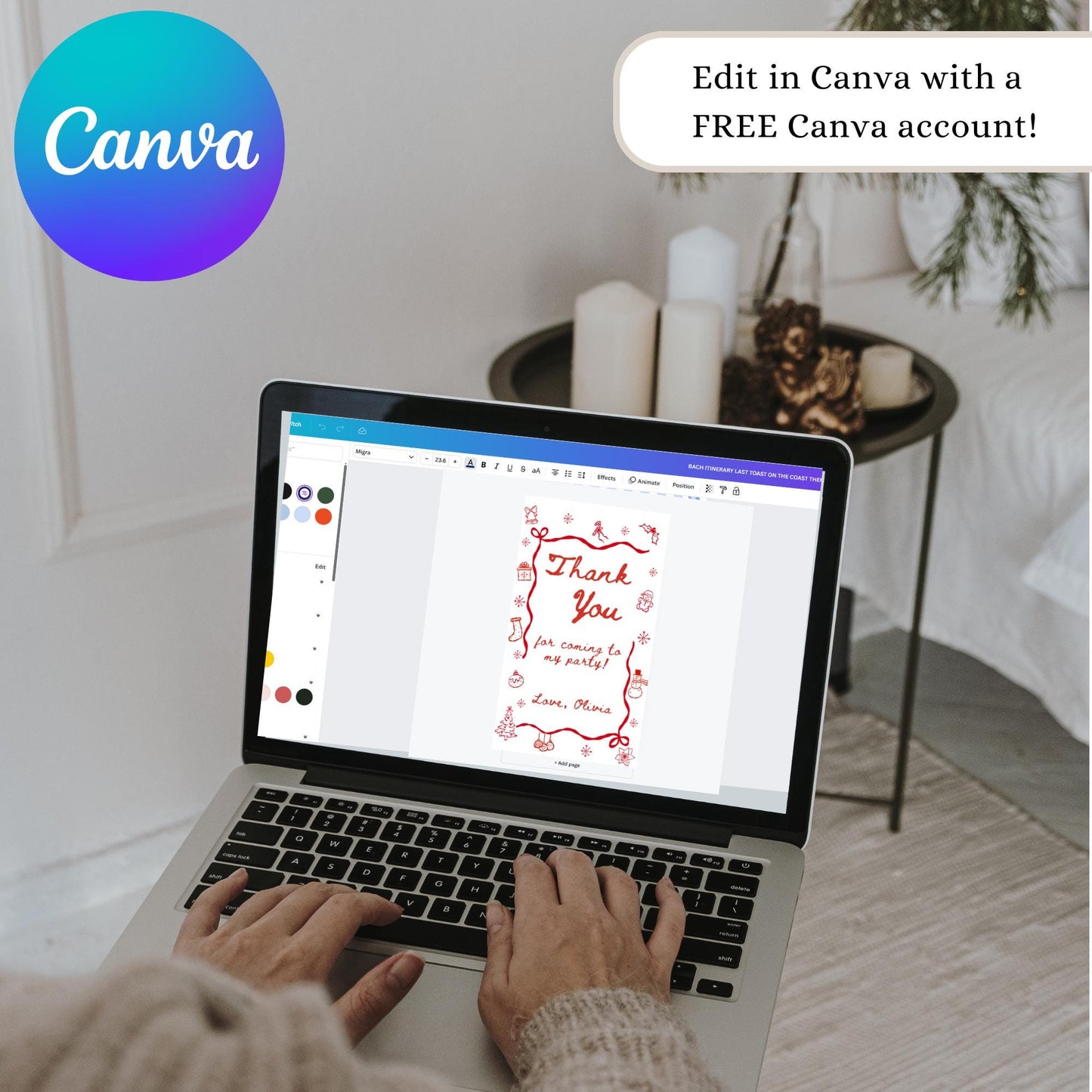 Whimsical Christmas Birthday Thank You Tag Editable Holiday Favor Tag Oh What Fun to be One Instant Download Winter Birthday Party Gift Tag