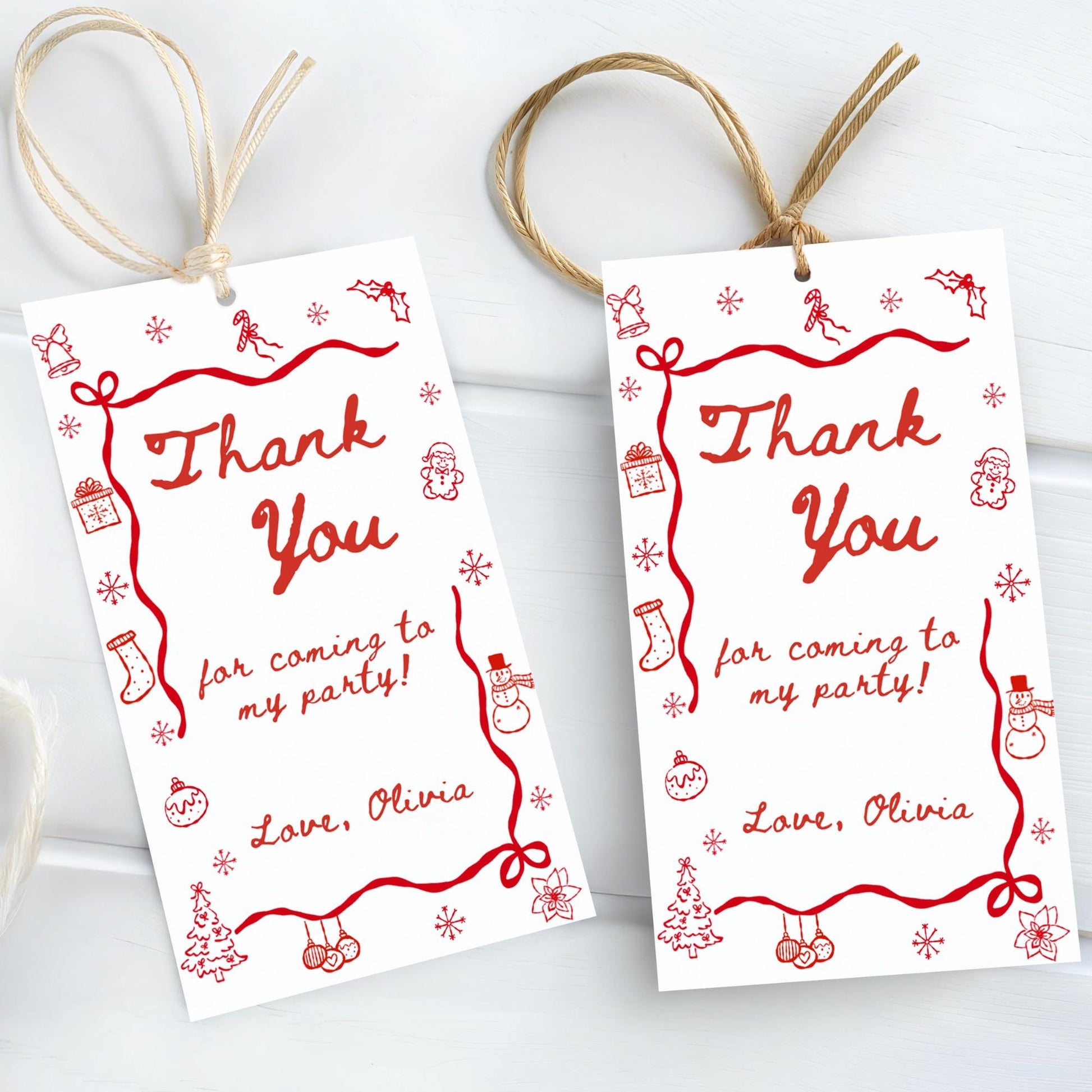 Whimsical Christmas Birthday Thank You Tag Editable Holiday Favor Tag Oh What Fun to be One Instant Download Winter Birthday Party Gift Tag