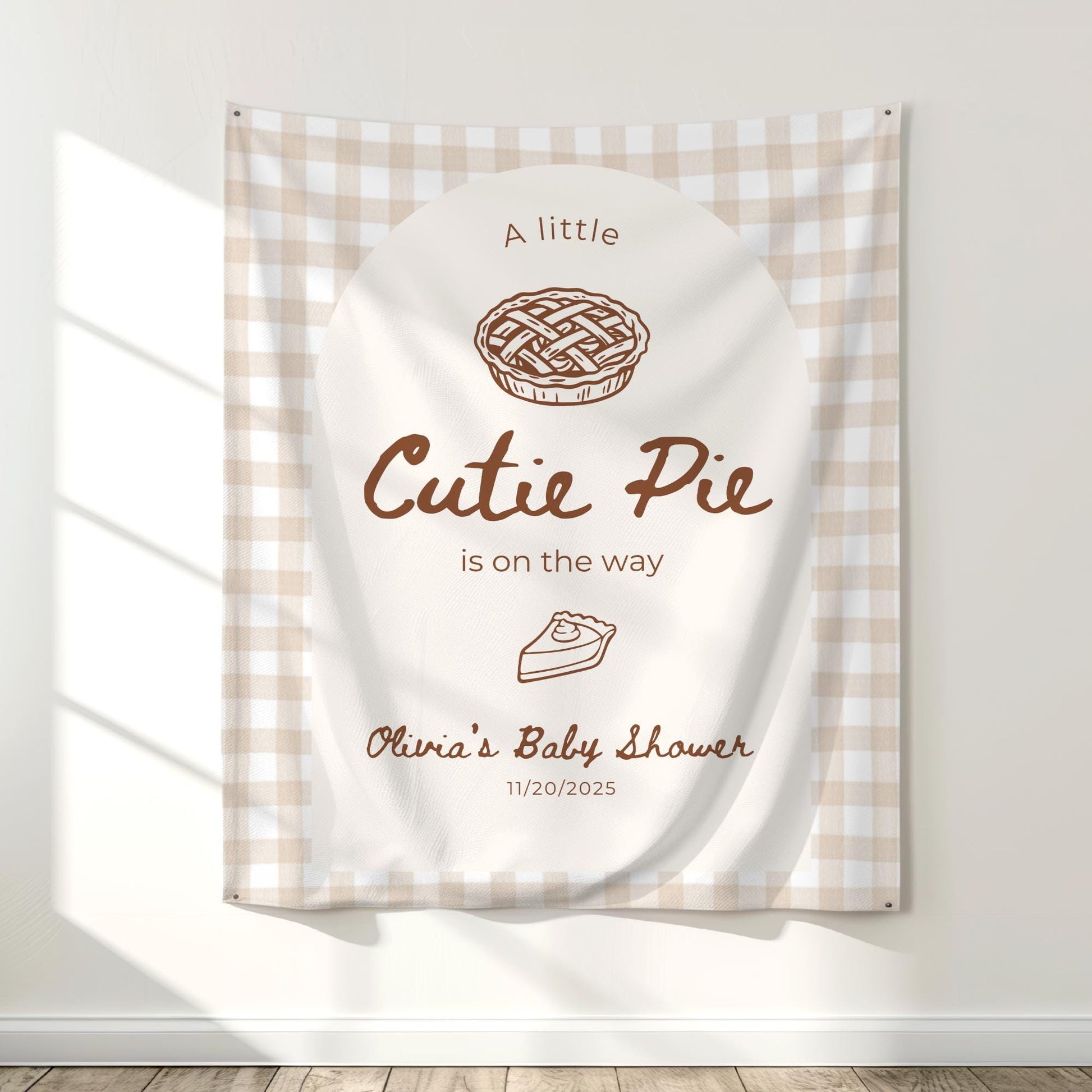 A Little Cutie Pie Is on the Way Banner Fall Baby Shower Banner Thanksgiving Baby Shower Decor Custom Baby Shower Sign Personalized Theme