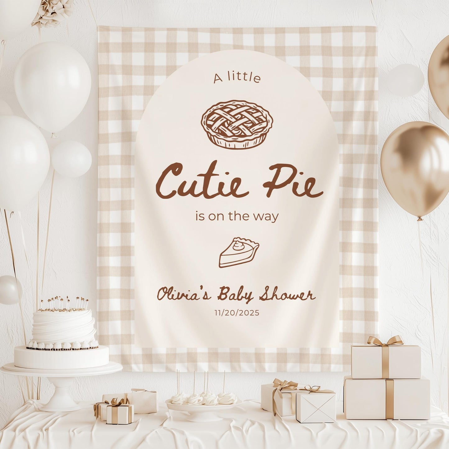 A Little Cutie Pie Is on the Way Banner Fall Baby Shower Banner Thanksgiving Baby Shower Decor Custom Baby Shower Sign Personalized Theme