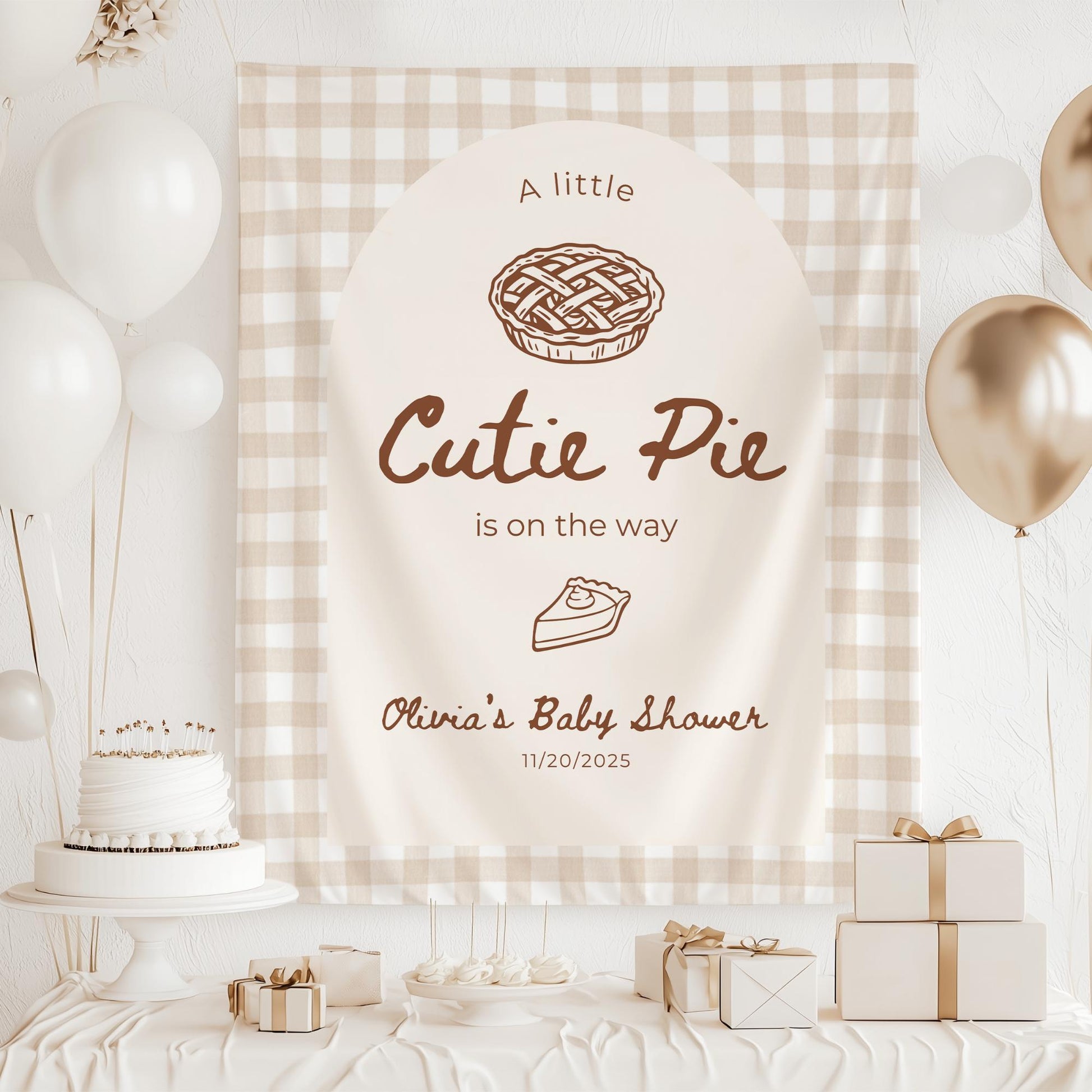 A Little Cutie Pie Is on the Way Banner Fall Baby Shower Banner Thanksgiving Baby Shower Decor Custom Baby Shower Sign Personalized Theme