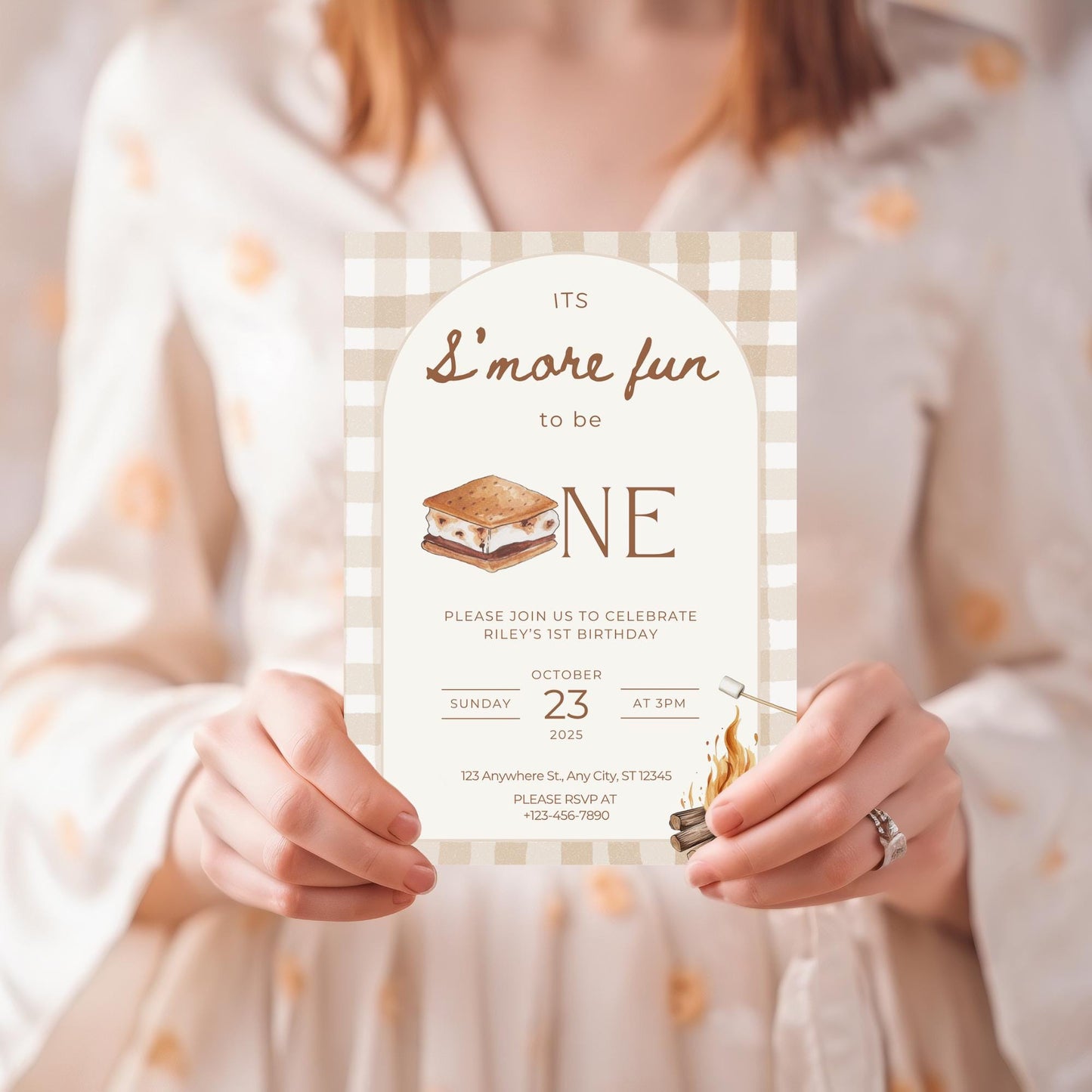 S'mores Birthday Invitation Bonfire 1st Birthday Invite Smore Fun to be One Backyard Camping Party Fall Camp First Birthday Outdoor Campfire