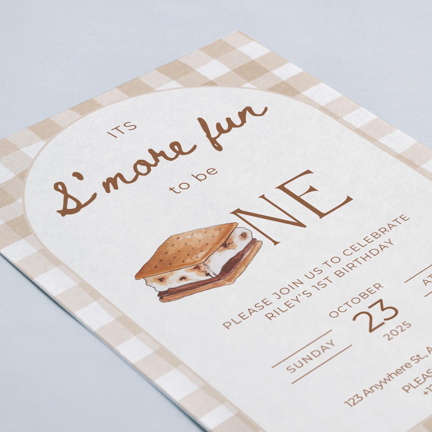 S'mores Birthday Invitation Bonfire 1st Birthday Invite Smore Fun to be One Backyard Camping Party Fall Camp First Birthday Outdoor Campfire