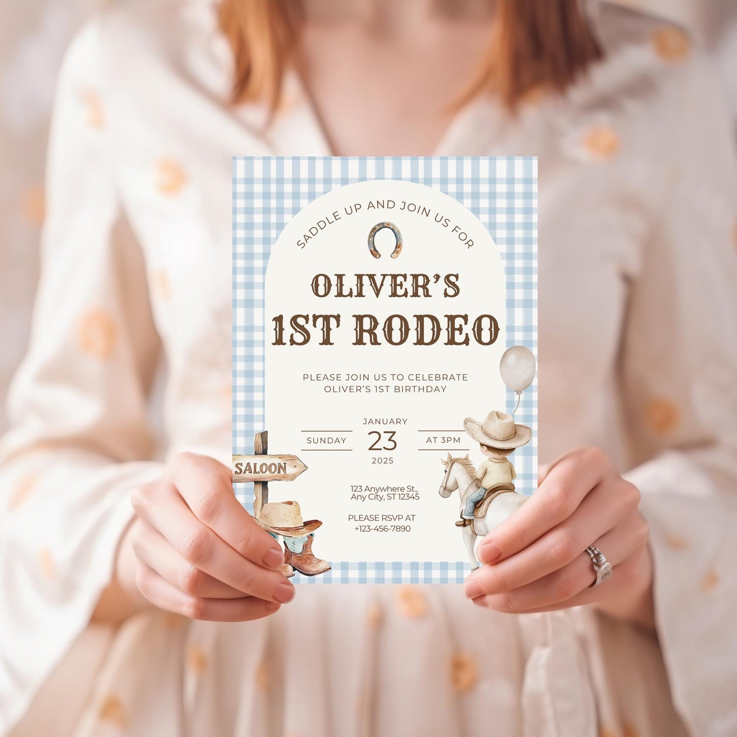 Editable First Rodeo Birthday Invitation Boy Rodeo 1st Birthday Invite Cowboy Western Birthday Invite Rodeo 1 st Birthday Retro Wild West