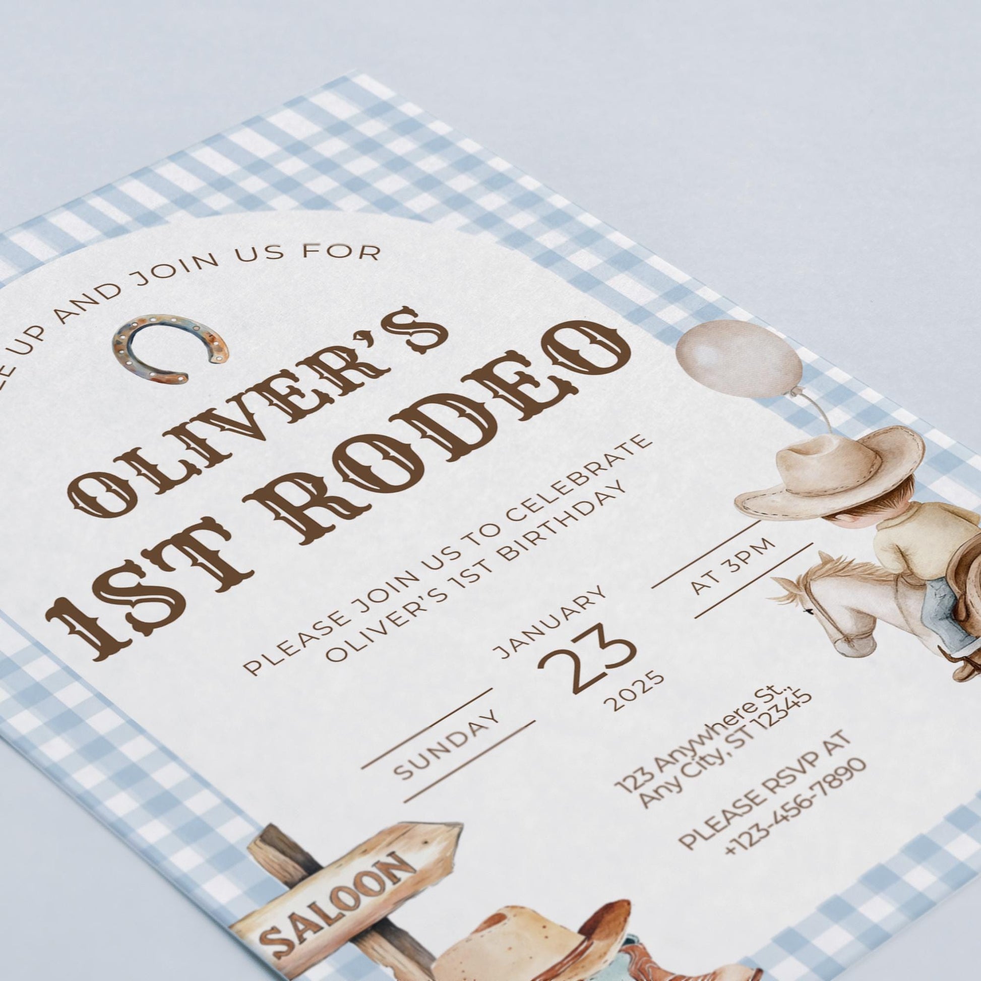 First Rodeo Birthday Invitation, Editable Digital Template, Cowboy Party Invite, Wild West Birthday Theme