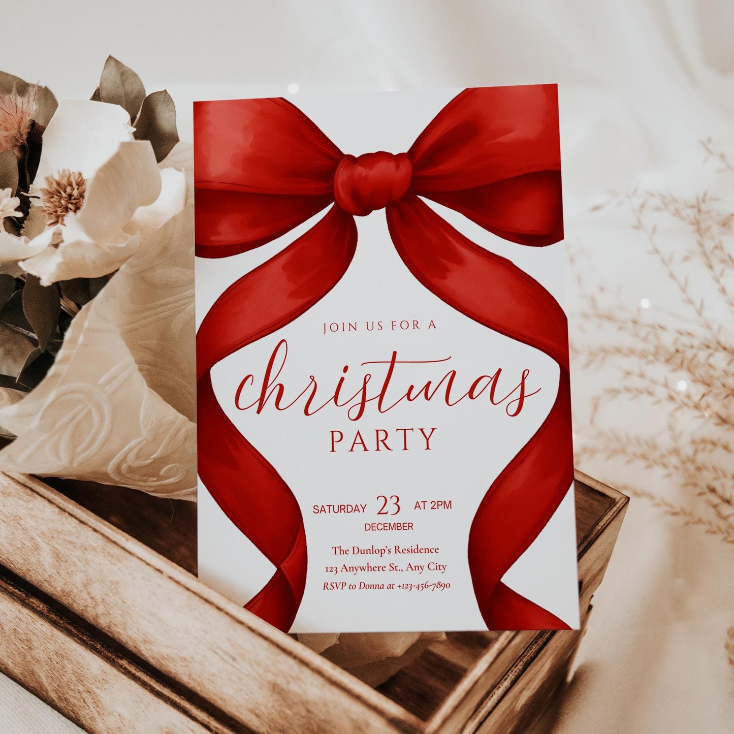 Christmas Party Invitation, Editable Holiday Invite Template, Digital Download, Whimsical Christmas Card, Printable Festive Invitation