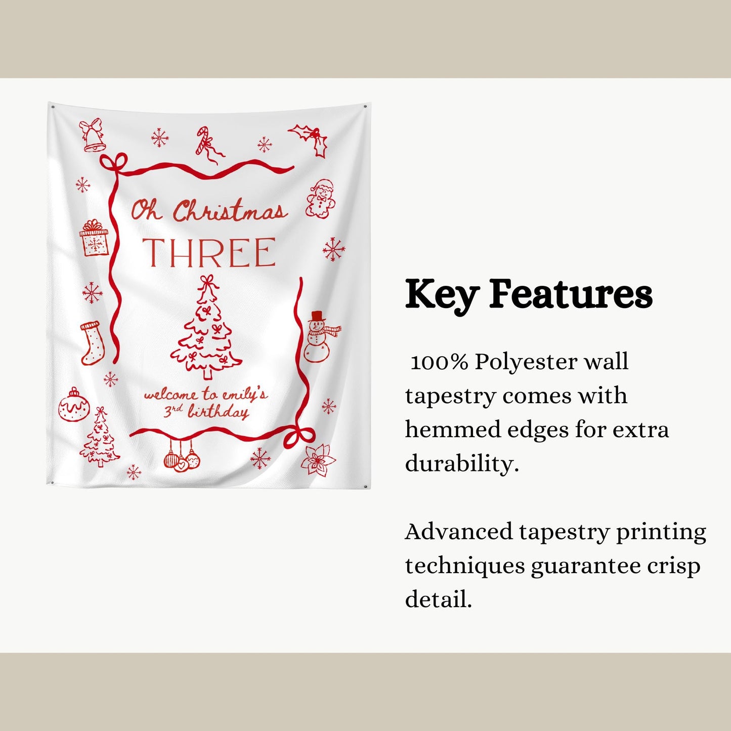 Oh Christmas Three Birthday Banner, Merry 3rd Birthday Decor, Christmas Party Essentials