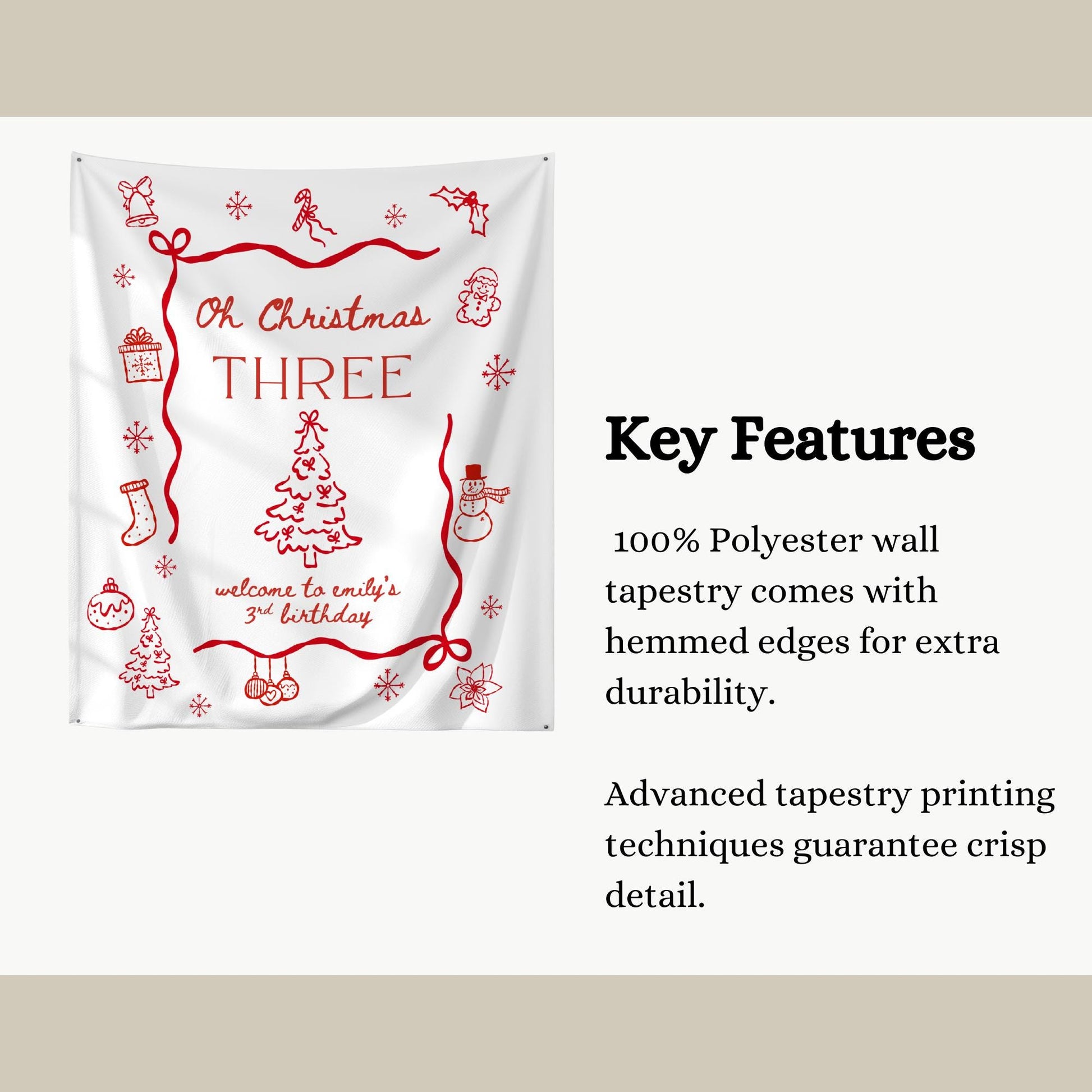 Oh Christmas Three Birthday Banner, Merry 3rd Birthday Decor, Christmas Party Essentials