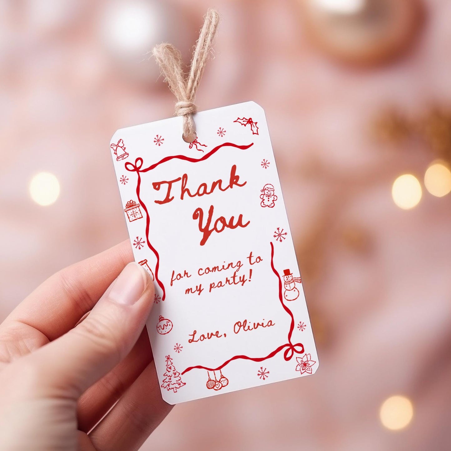 Whimsical Christmas Birthday Thank You Tag Editable Holiday Favor Tag Oh What Fun to be One Instant Download Winter Birthday Party Gift Tag