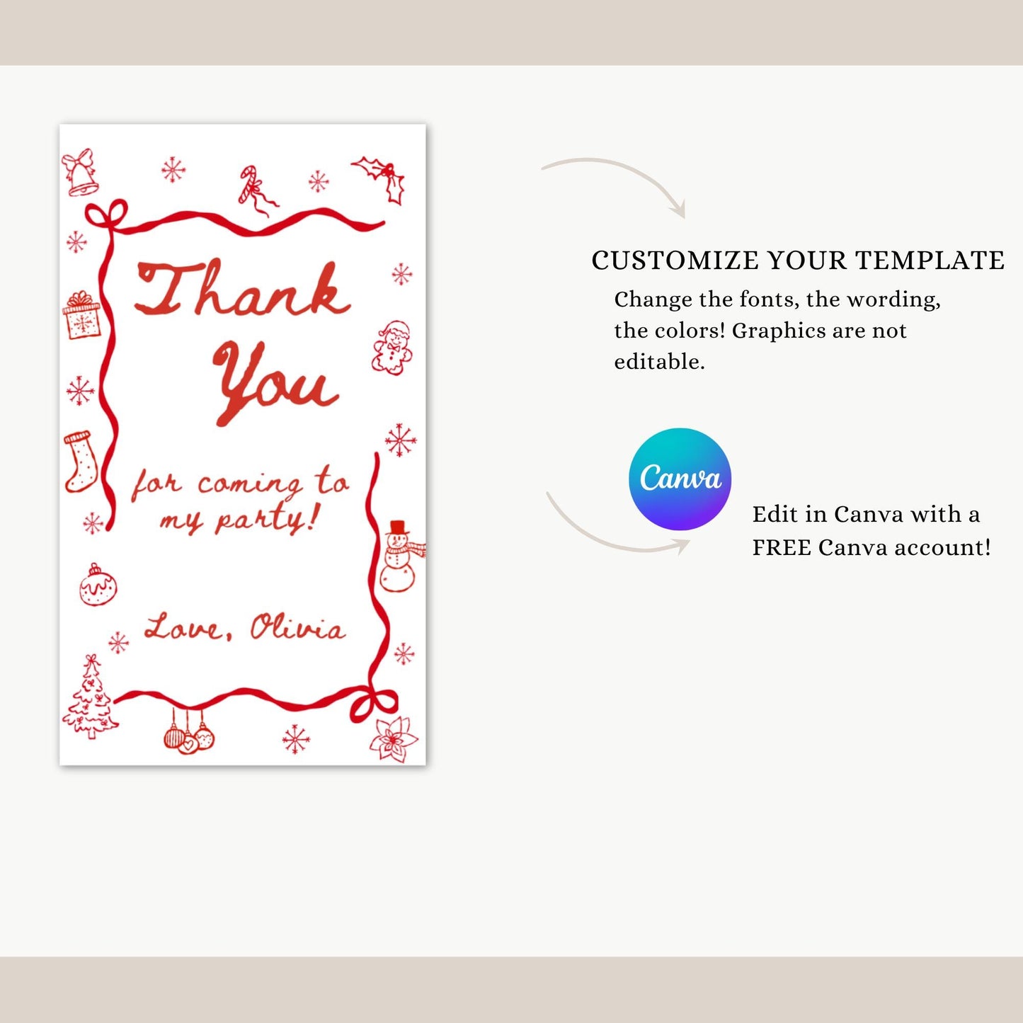 Whimsical Christmas Birthday Thank You Tag Editable Holiday Favor Tag Oh What Fun to be One Instant Download Winter Birthday Party Gift Tag