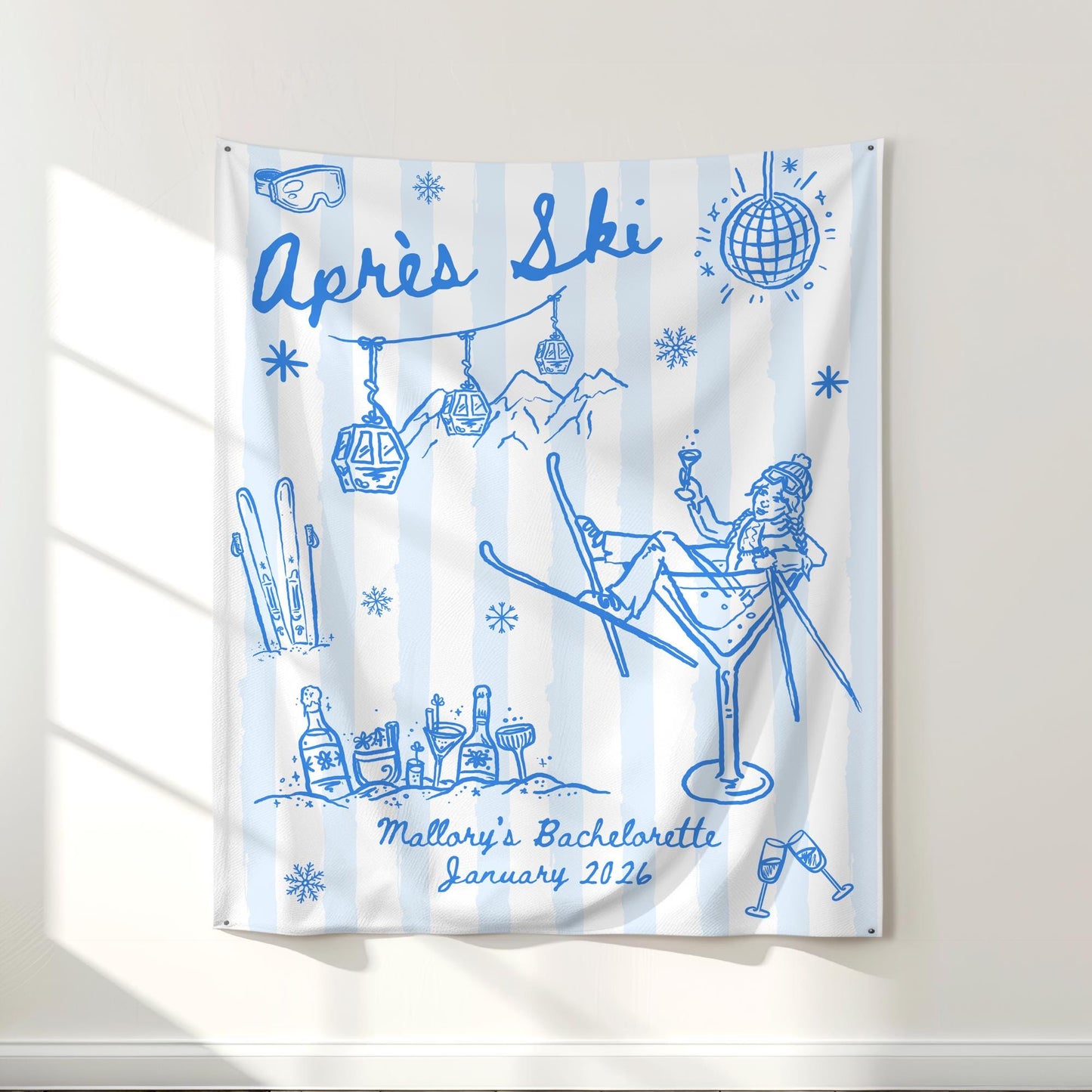 Apres Ski Bachelorette Banner, Winter Wonderland Decor, Ski Trip Photo Backdrop, Fun Bachelorette Sign