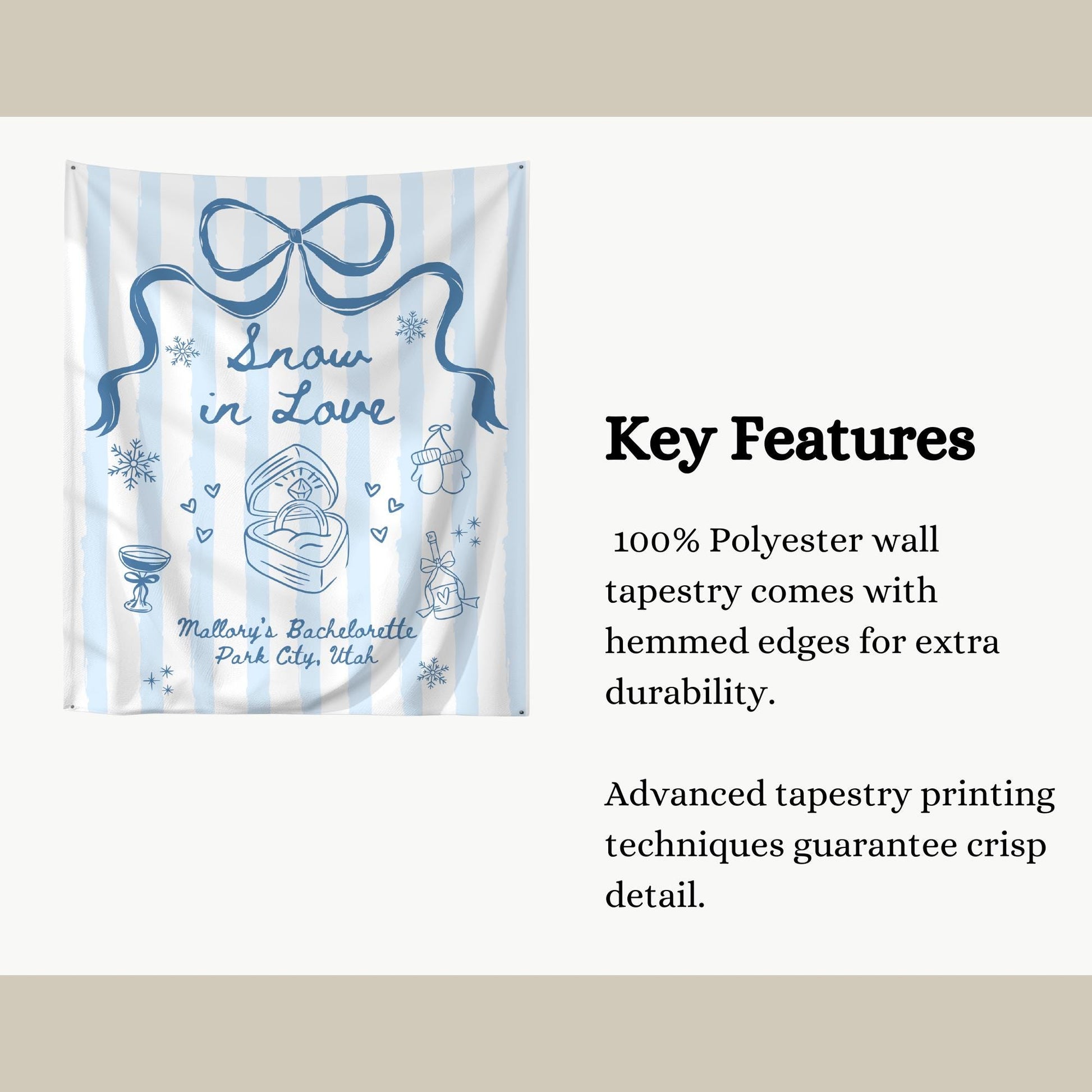 Snow in Love Bachelorette Banner Apres Ski Banner Ski Bachelorette Banner Winter Bachelorette Photo Backdrop Mountain Bridal Shower Decor