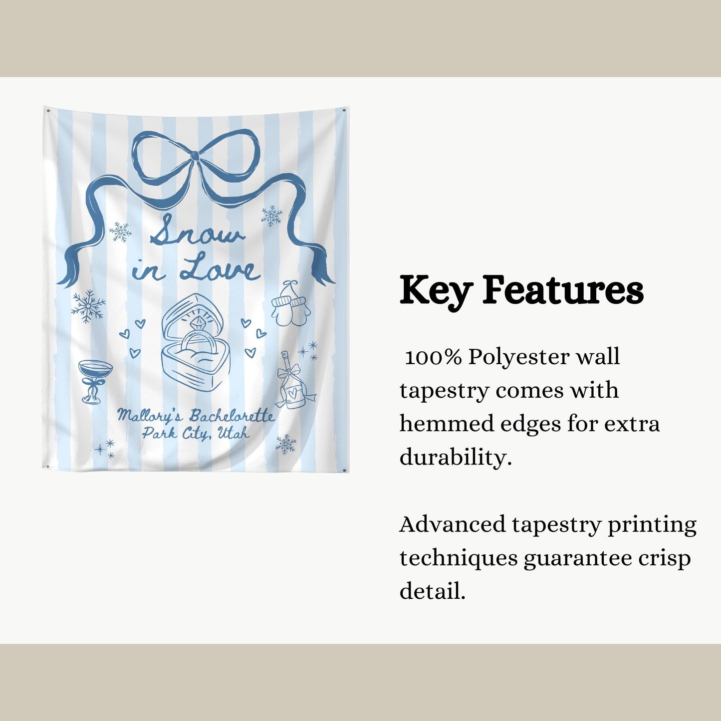 Snow in Love Bachelorette Banner Apres Ski Banner Ski Bachelorette Banner Winter Bachelorette Photo Backdrop Mountain Bridal Shower Decor