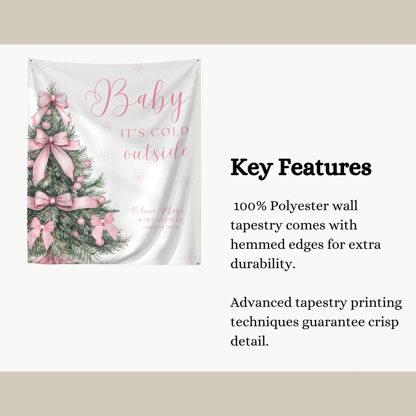 Baby its Cold Outside Baby Shower Banner Snowflake Winter Baby Shower Backdrop Bow Baby shower Sign Coquette decor Gender reveal