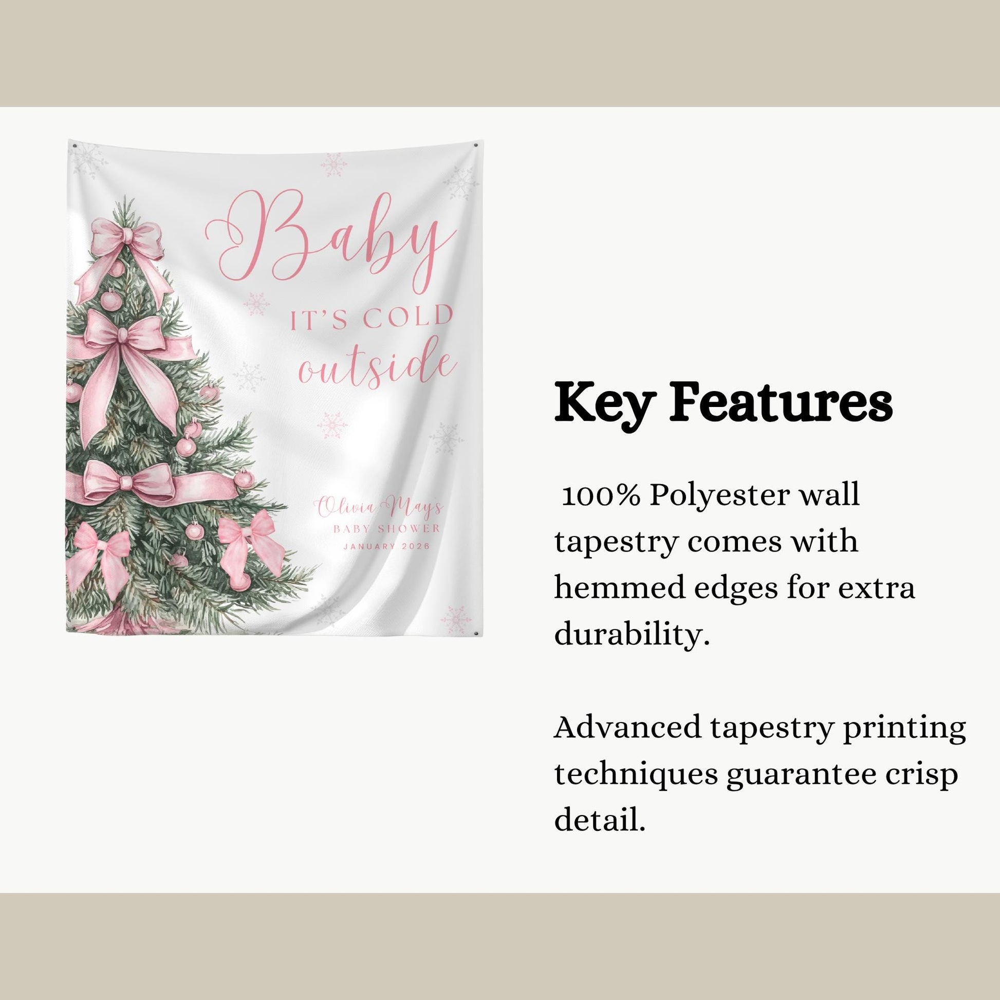 Baby its Cold Outside Baby Shower Banner Snowflake Winter Baby Shower Backdrop Bow Baby shower Sign Coquette decor Gender reveal