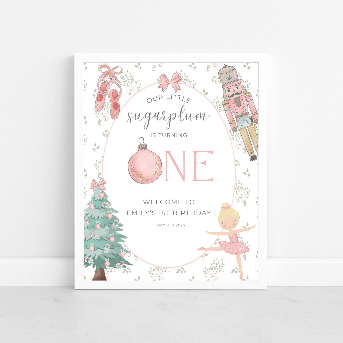 Nutcracker Ballet Birthday Welcome Sign Sugarplum Fairy First Birthday Party Sign Winter ONEderland Decorations Girls 1st Birthday Template
