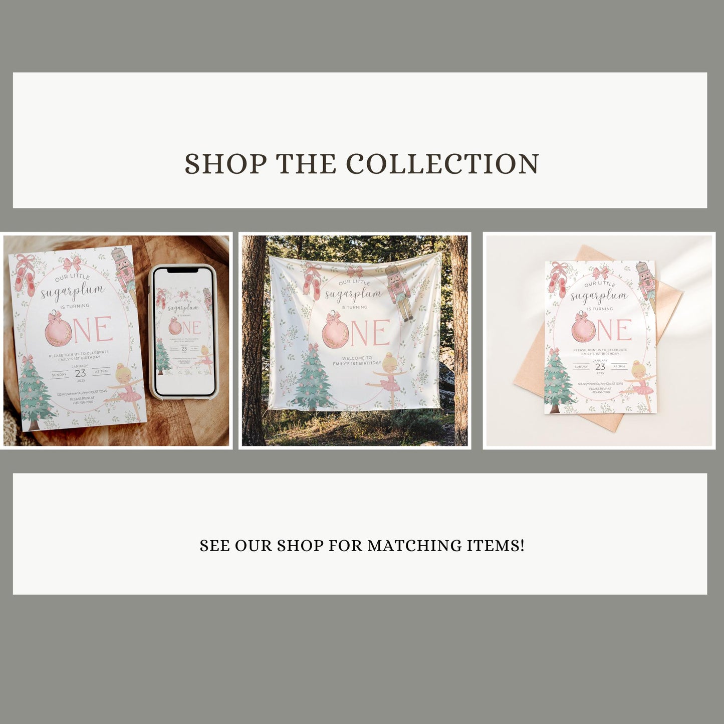 Nutcracker Ballet Birthday Welcome Sign Sugarplum Fairy First Birthday Party Sign Winter ONEderland Decorations Girls 1st Birthday Template