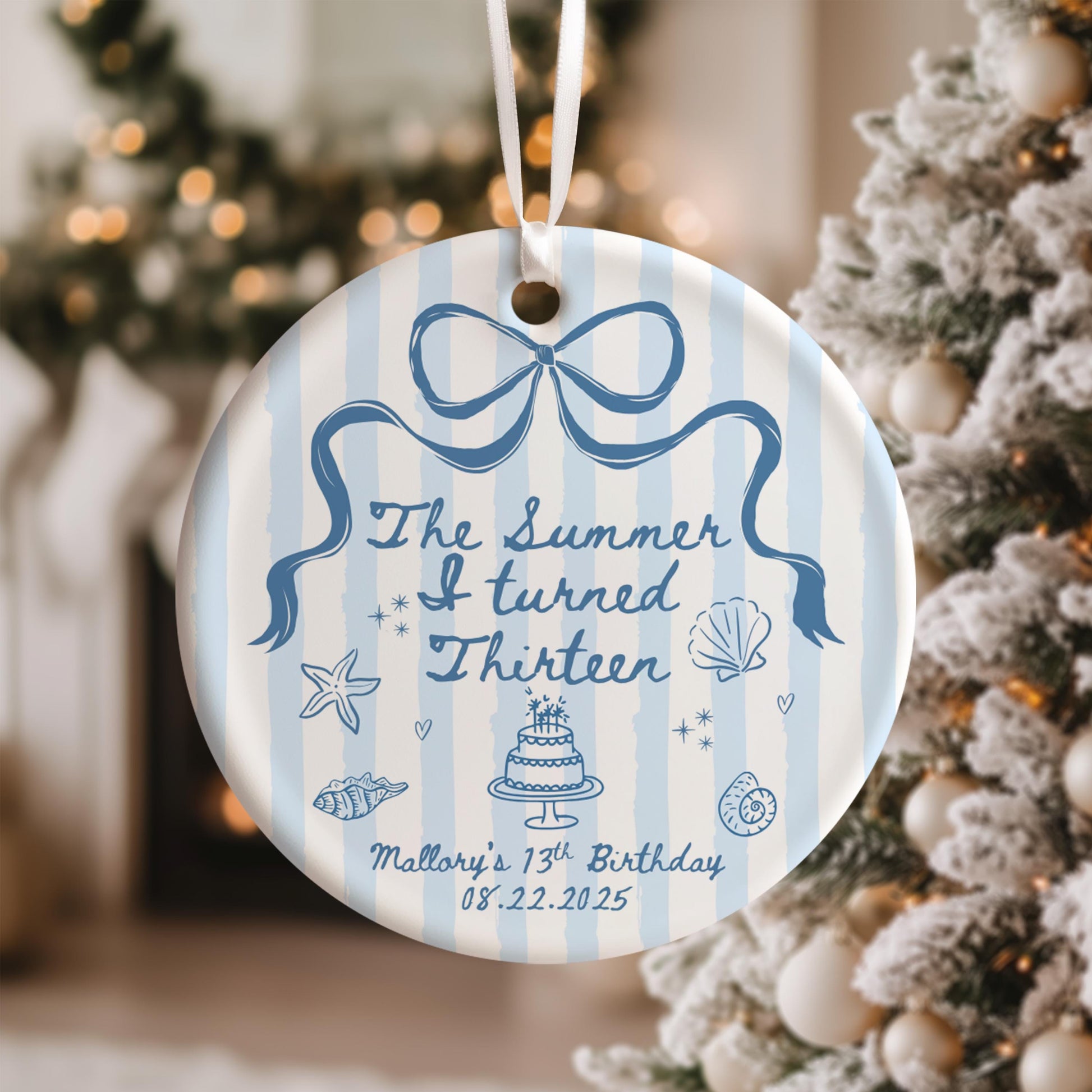 The Summer I turned 13 Birthday Ornament ANY AGE Custom Birthday Keepsake Summer Birthday Gift for Teen Girl Personalized gift