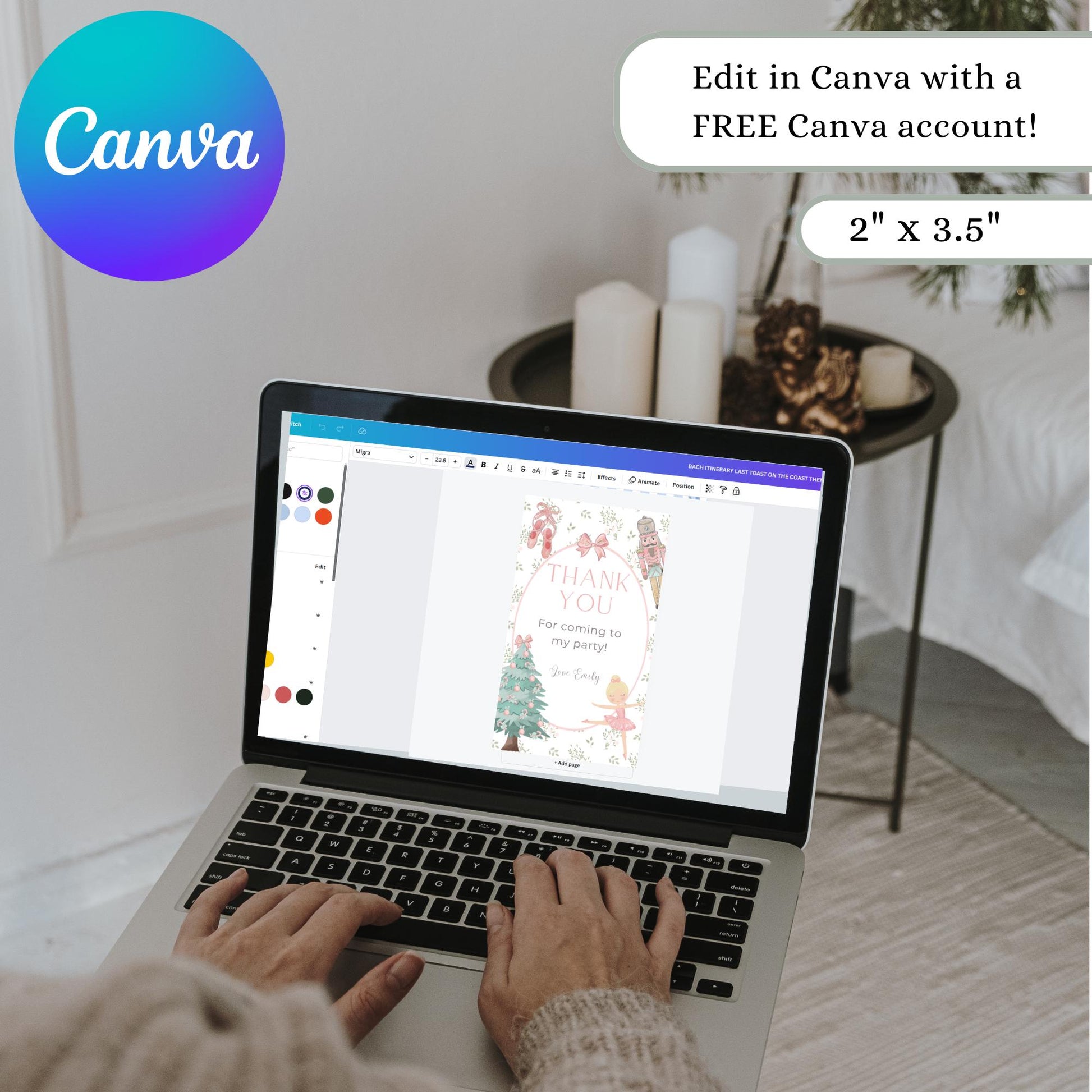 Nutcracker Ballet Birthday Favor Thank You Tag Template Download Sugarplum Fairy First Birthday Party Printable Favor Gift Tag 1st Birthday